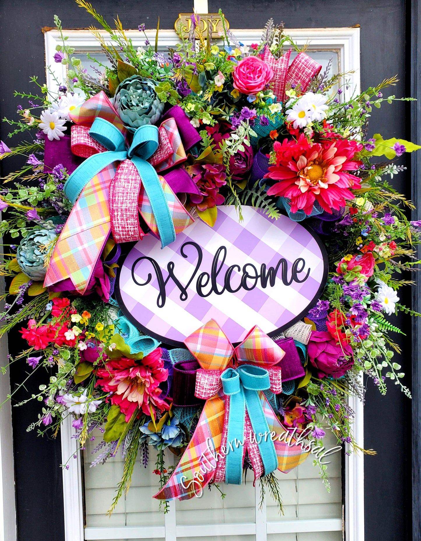 Purple Spring Floral Welcome Wreath/ Easter