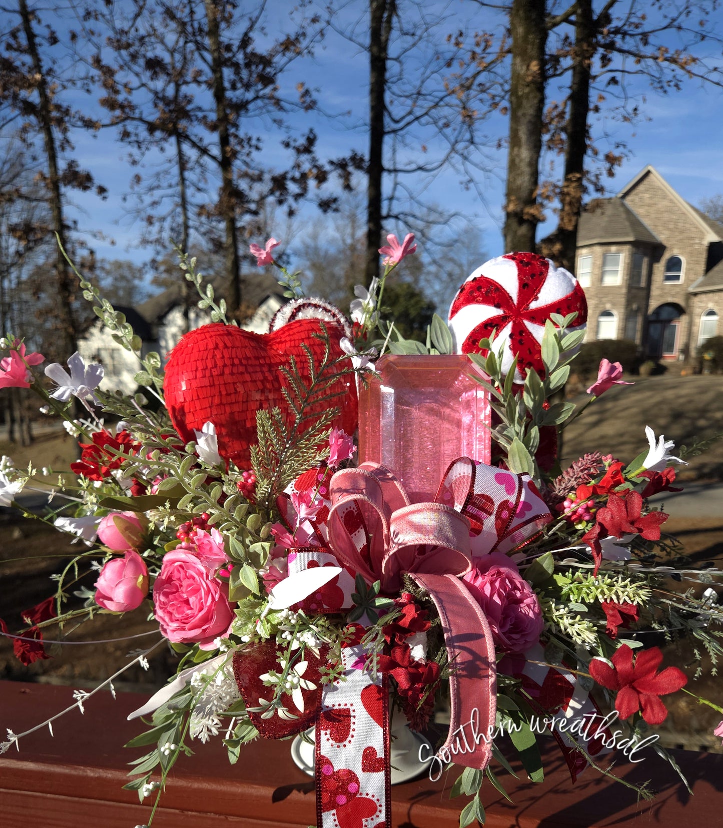 Valentines Day Heart & Jewel Floral Centerpiece Decoration