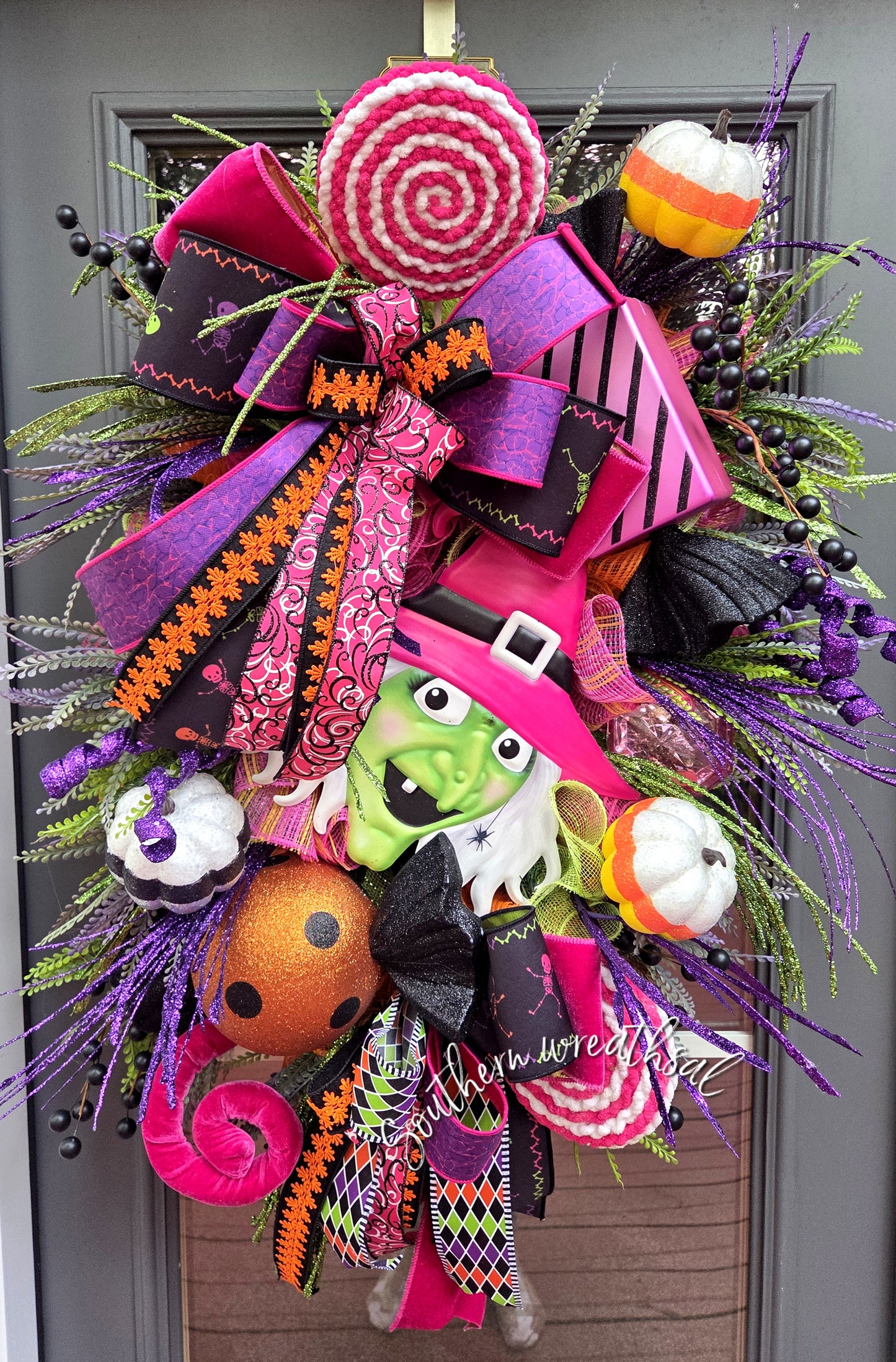 Whimsical Witch Halloween Door Wreath