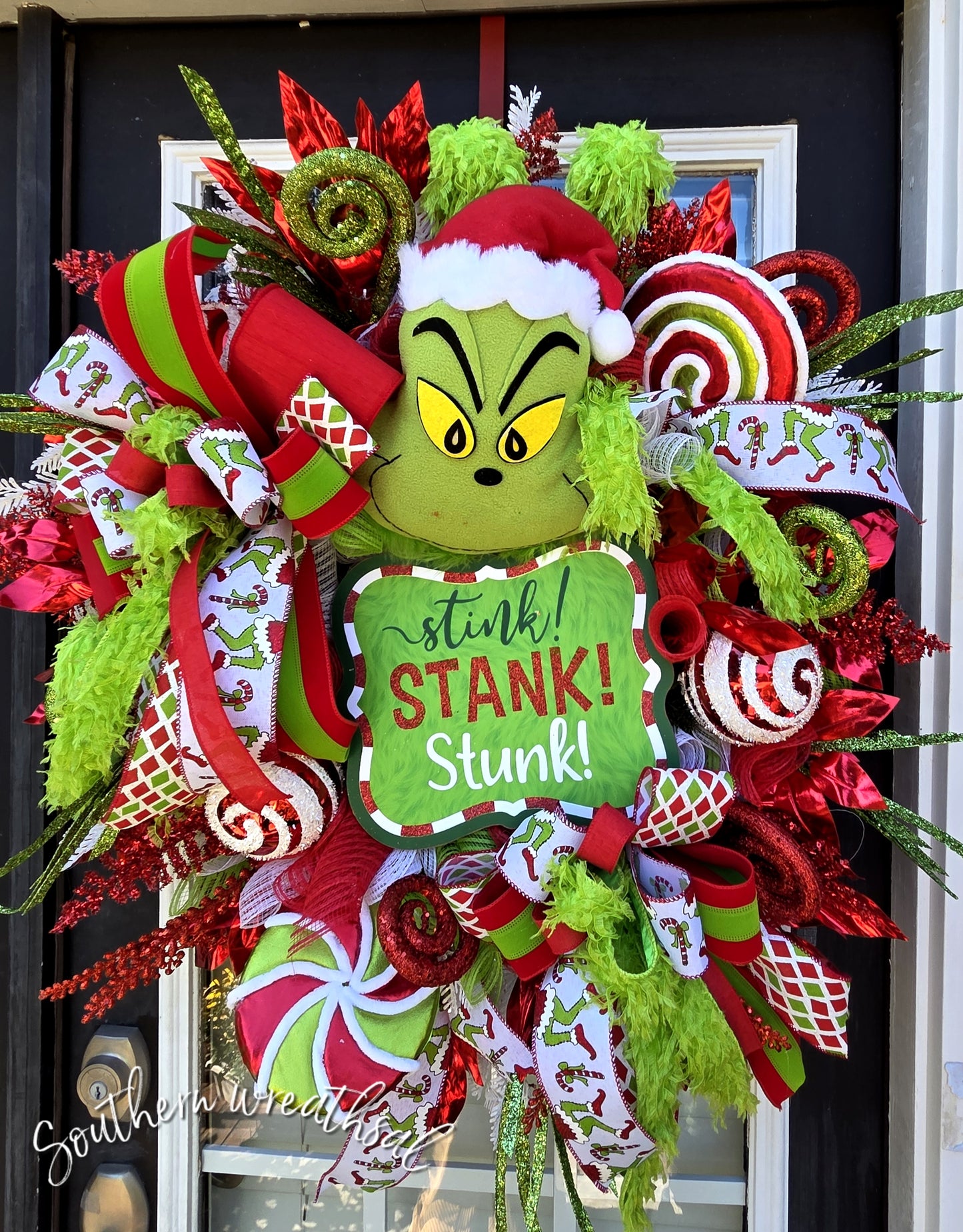 Deluxe Whoville Green Monster Front Door Wreath