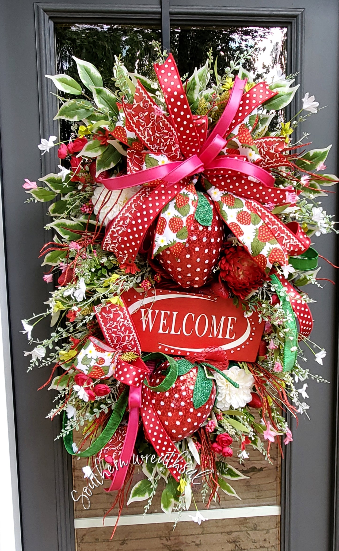 Huge Red & Pink Summer Strawberry Front Door Swag ππ