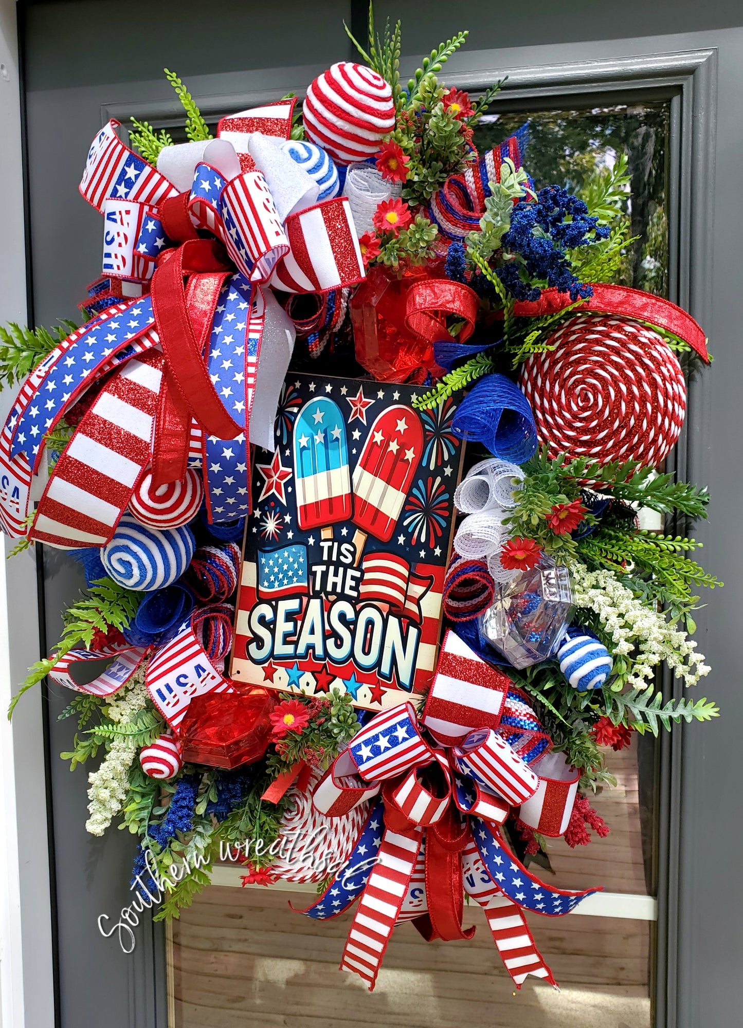 Patriotic Ice Cream Red, White and Blue Everyday Large Door Wreath