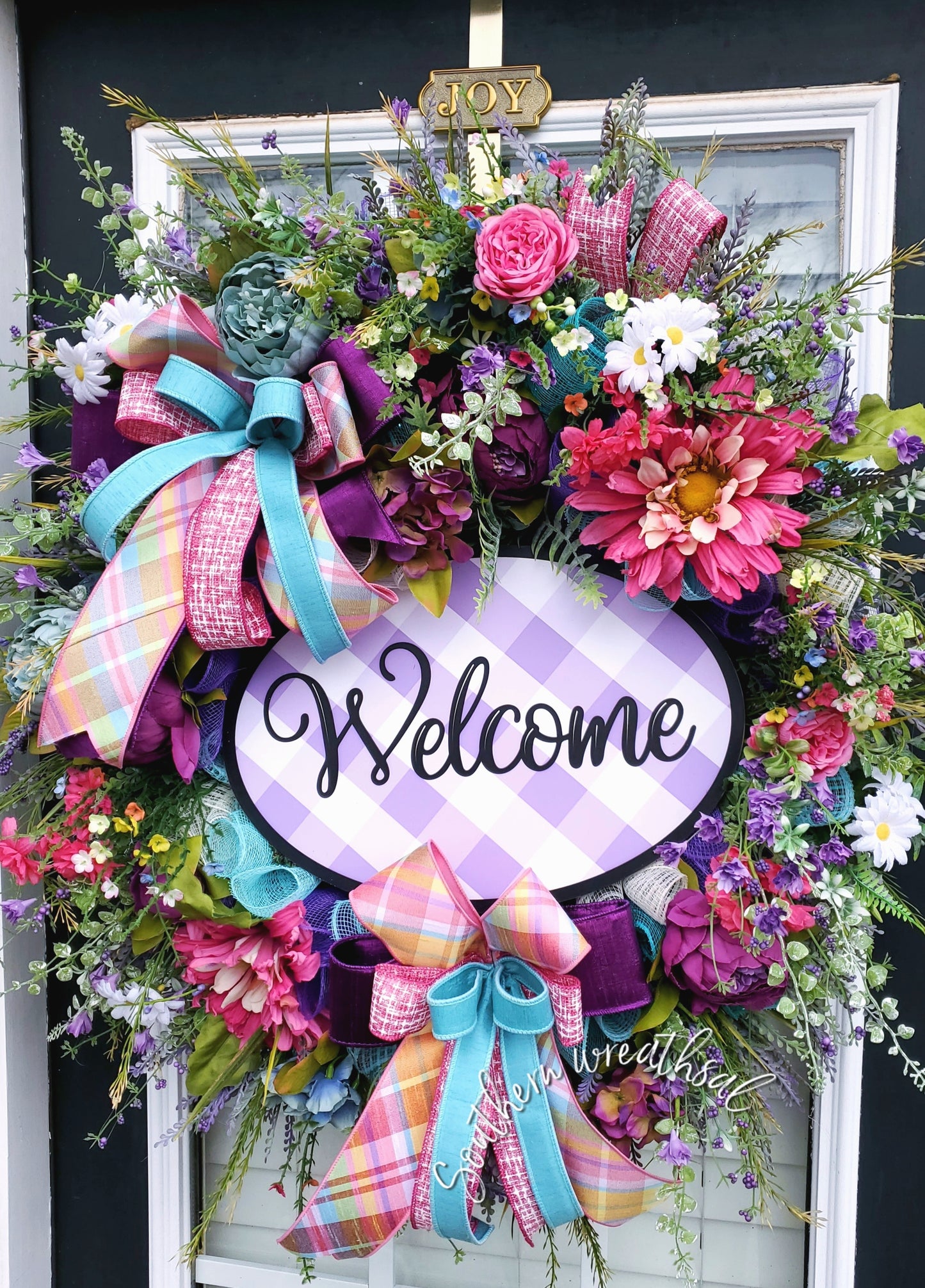 Purple Spring Floral Welcome Wreath/ Easter