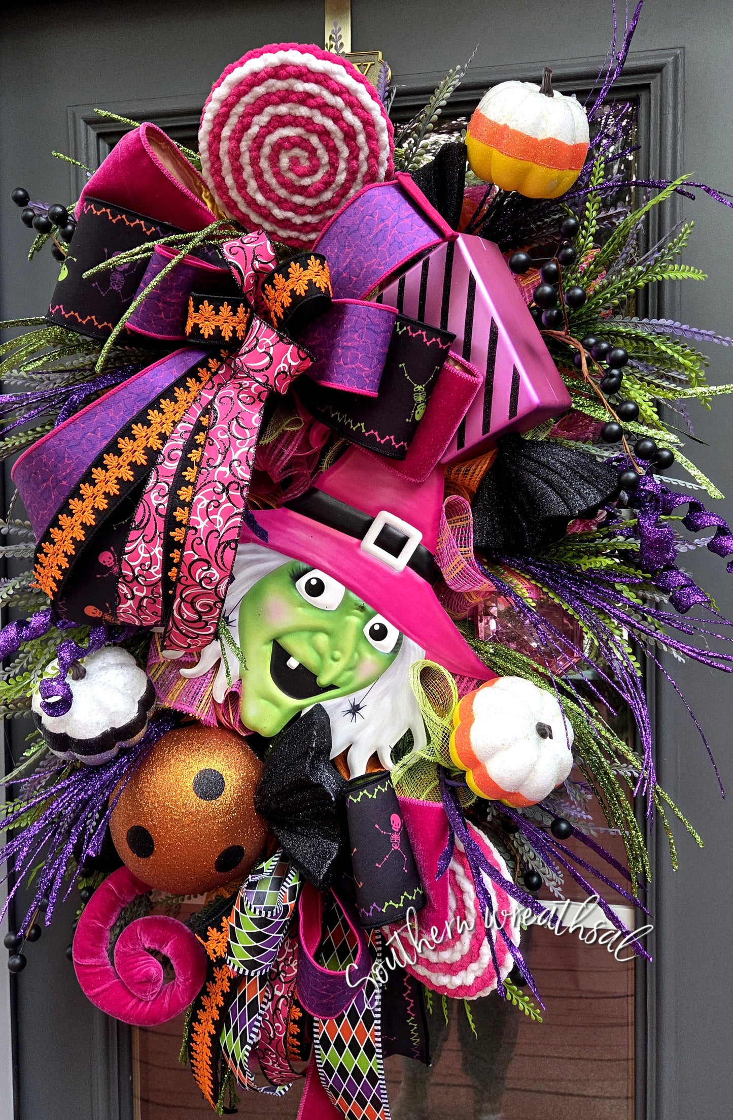 Whimsical Witch Halloween Door Wreath