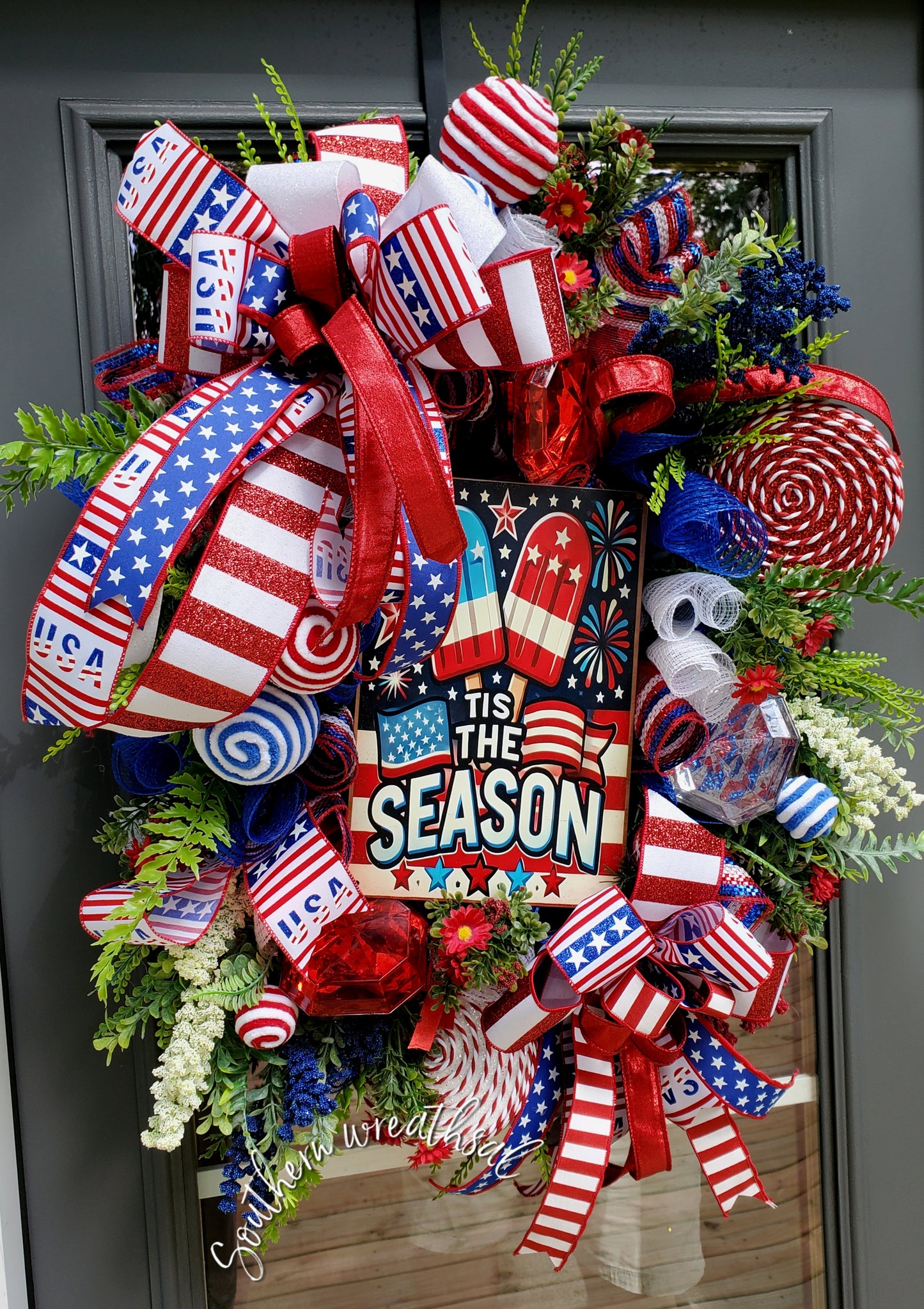 Patriotic Ice Cream Red, White and Blue Everyday Large Door Wreath