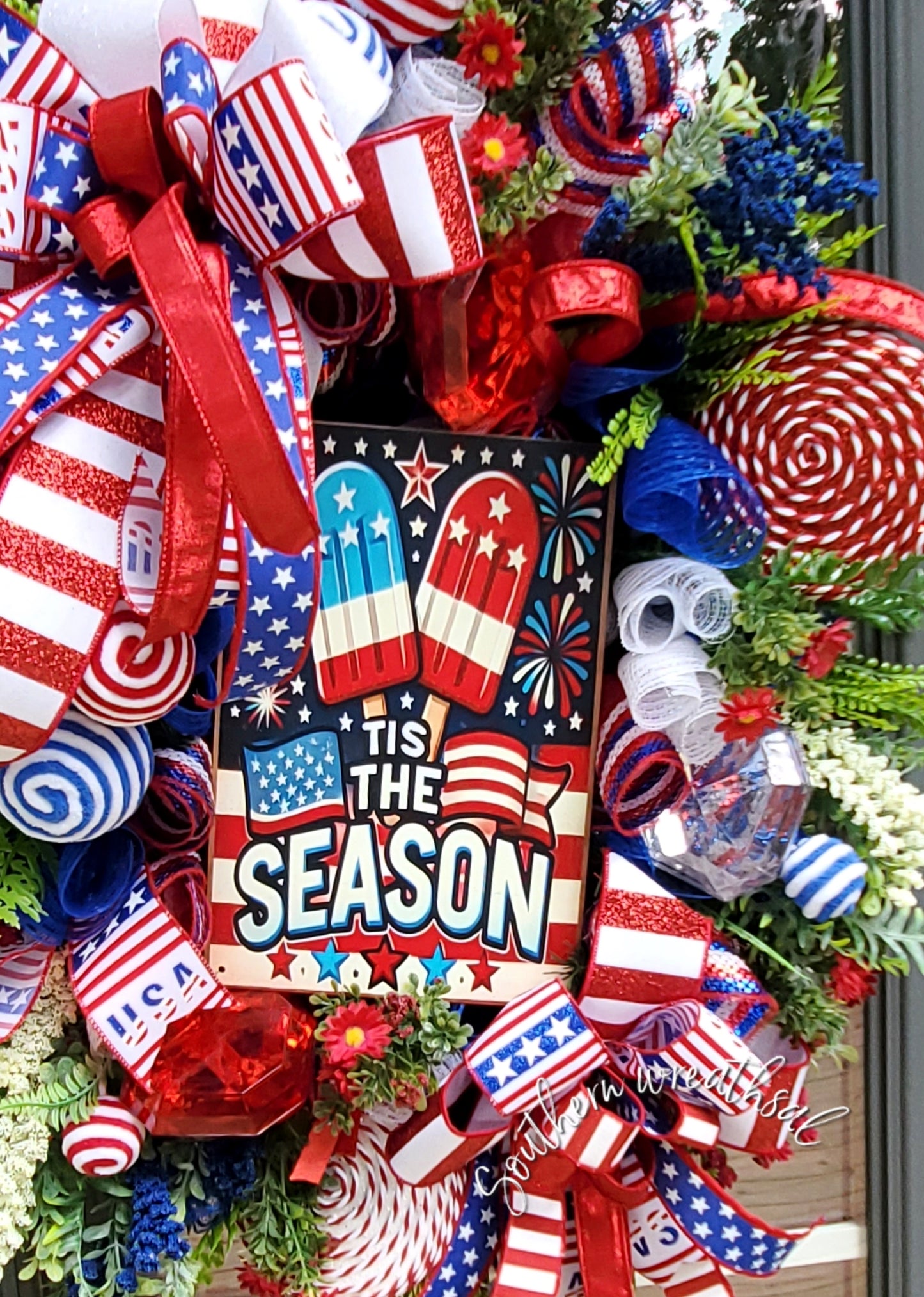 Patriotic Ice Cream Red, White and Blue Everyday Large Door Wreath