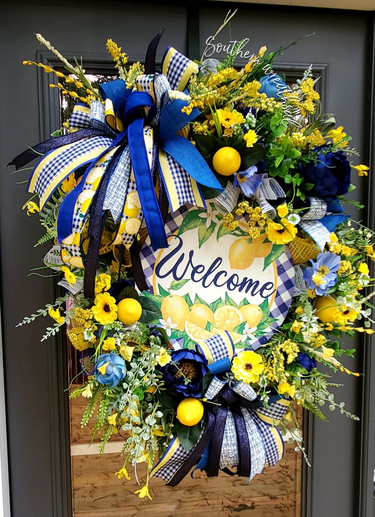 Yellow & Blue Summer Lemon Door Wreath