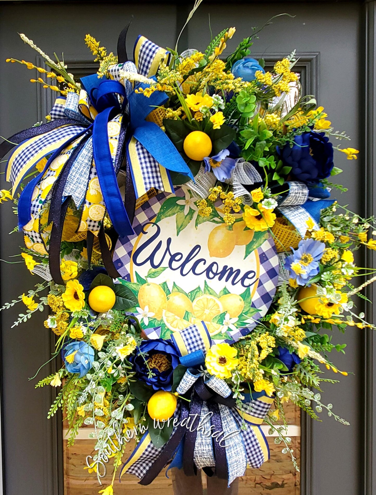 Yellow & Blue Summer Lemon Door Wreath