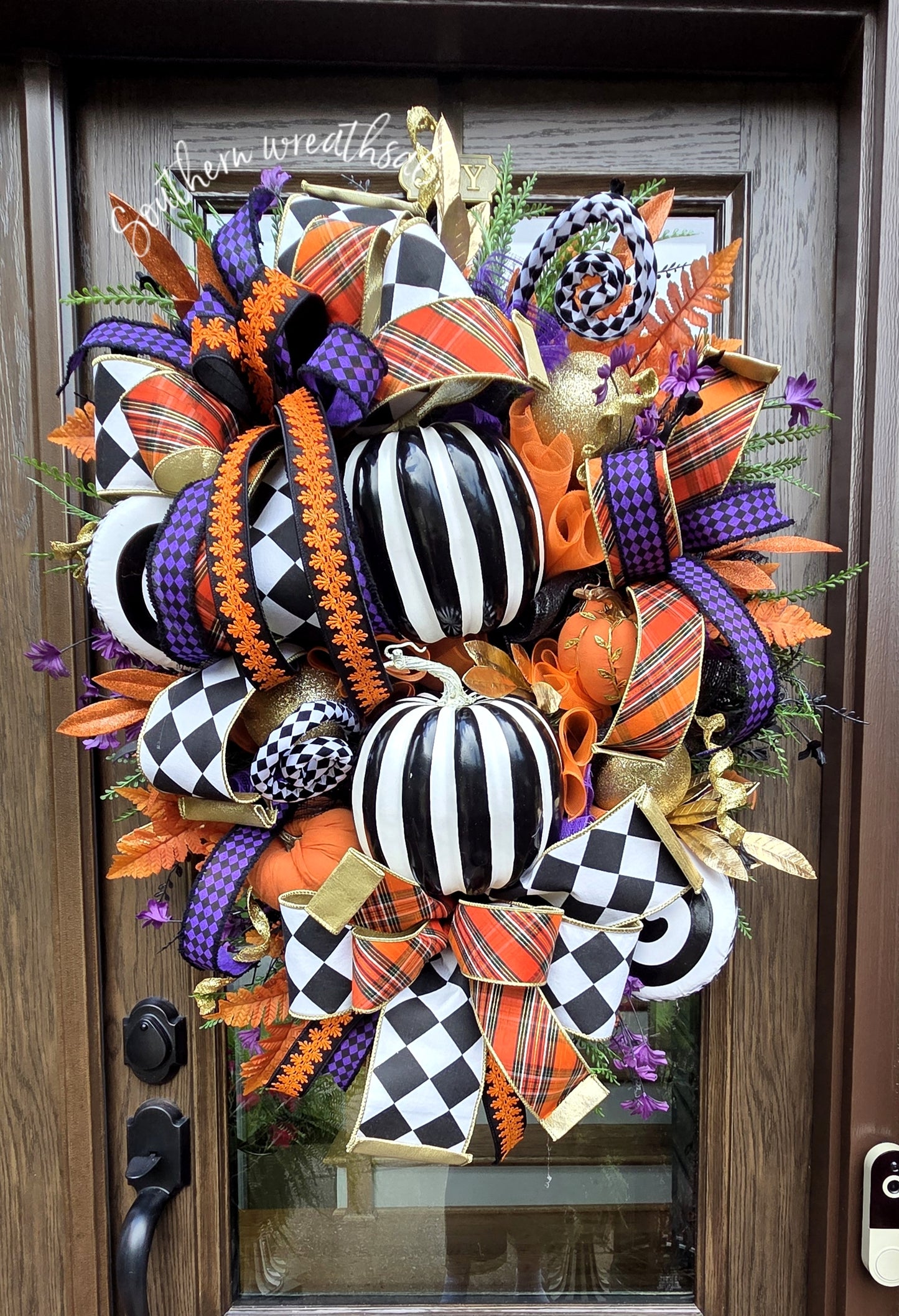 Deluxe Glam Halloween Pumpkin Wreath