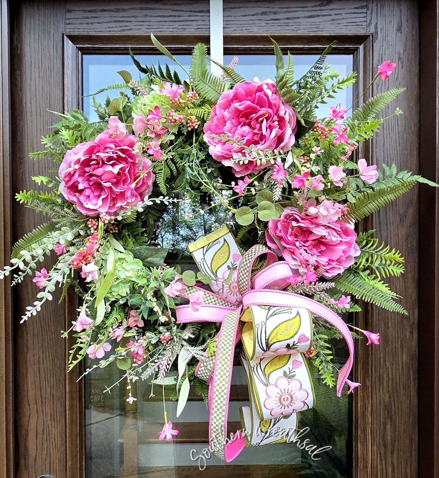 Mothers's Day Pink Peony Grapevine Wreath