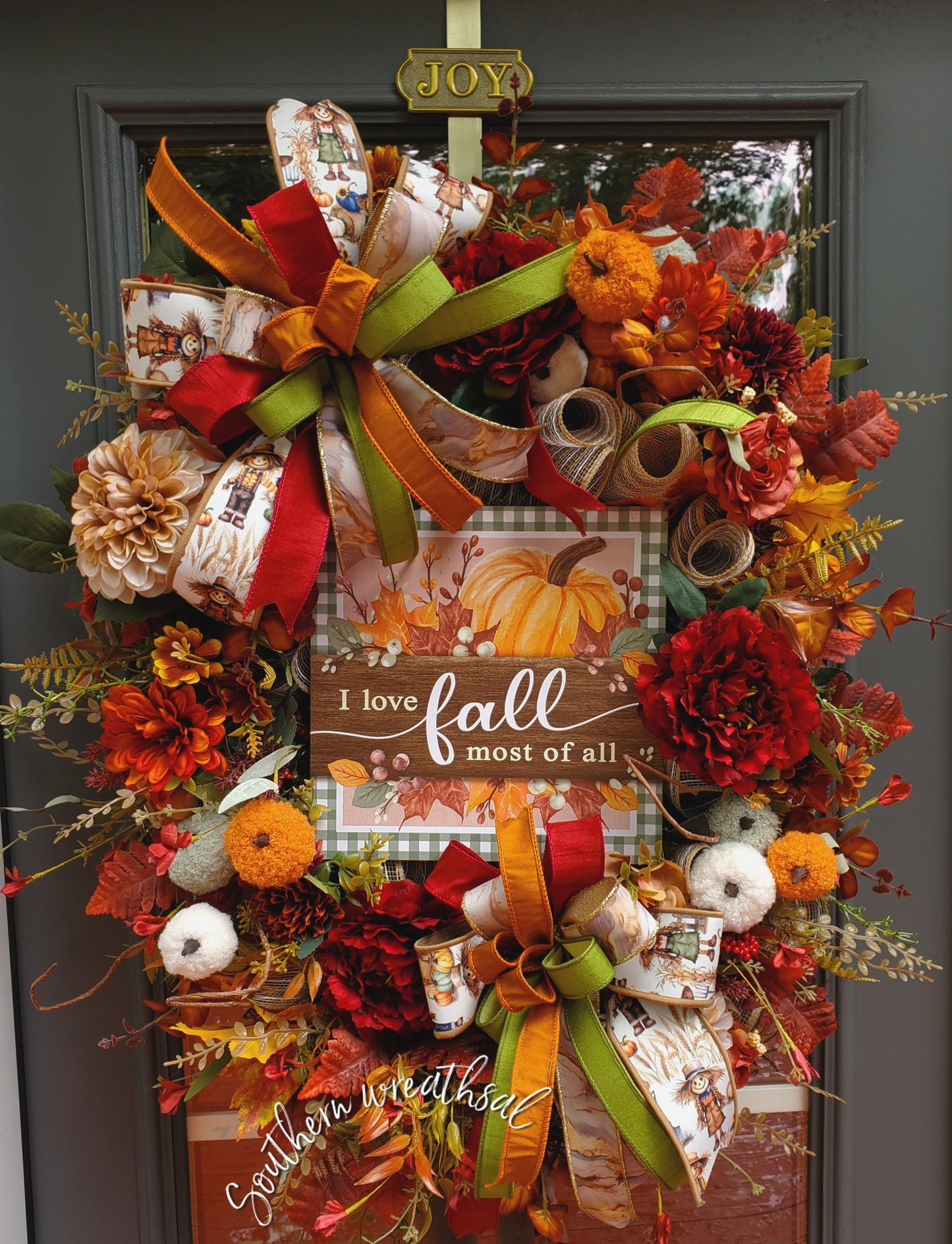 Deluxe Fall Door Swag/ Wreath-Autumn Blooms & Pumpkin Dreams