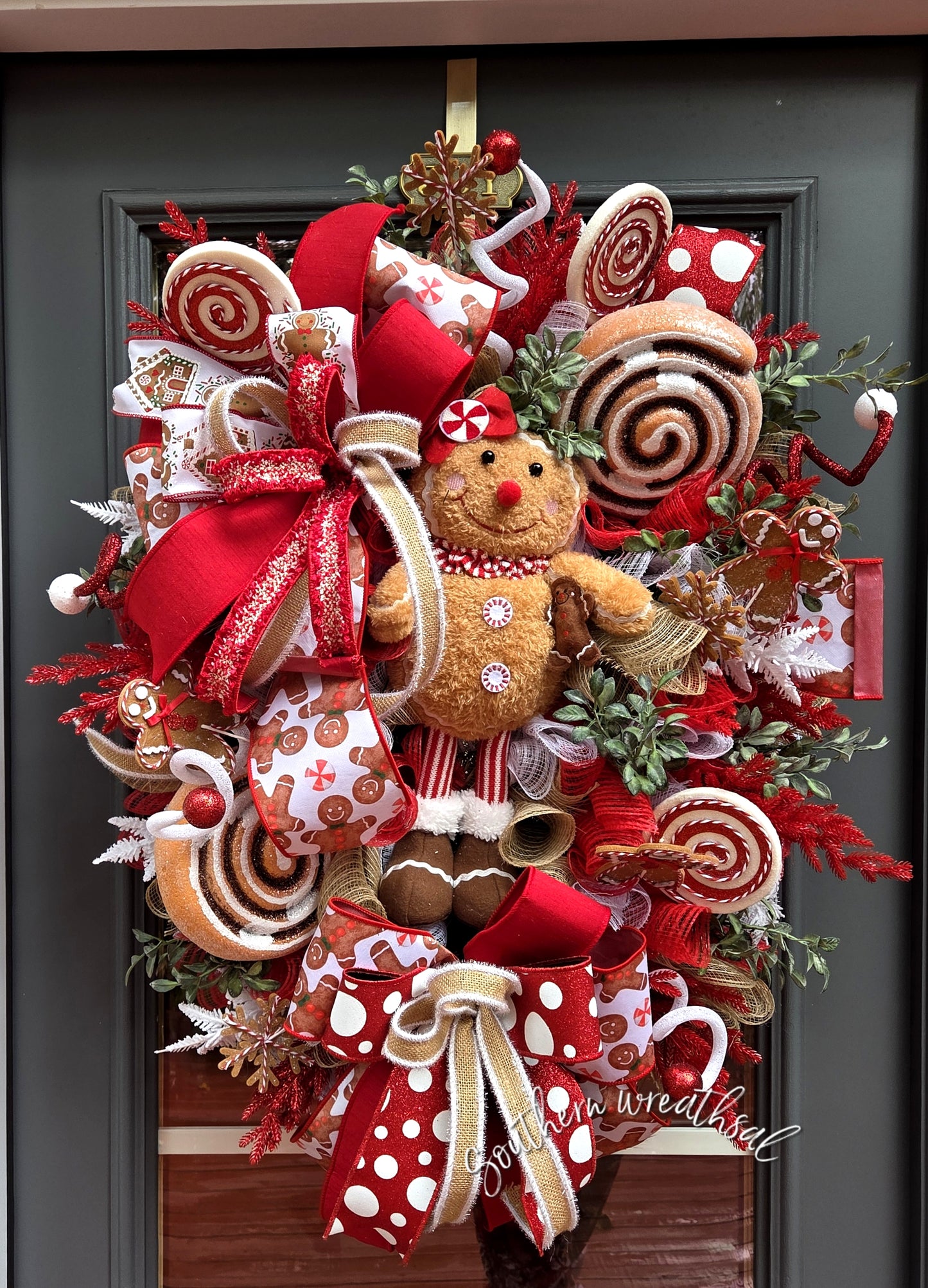 Christmas Gingerbread Girl Front Door Wreath