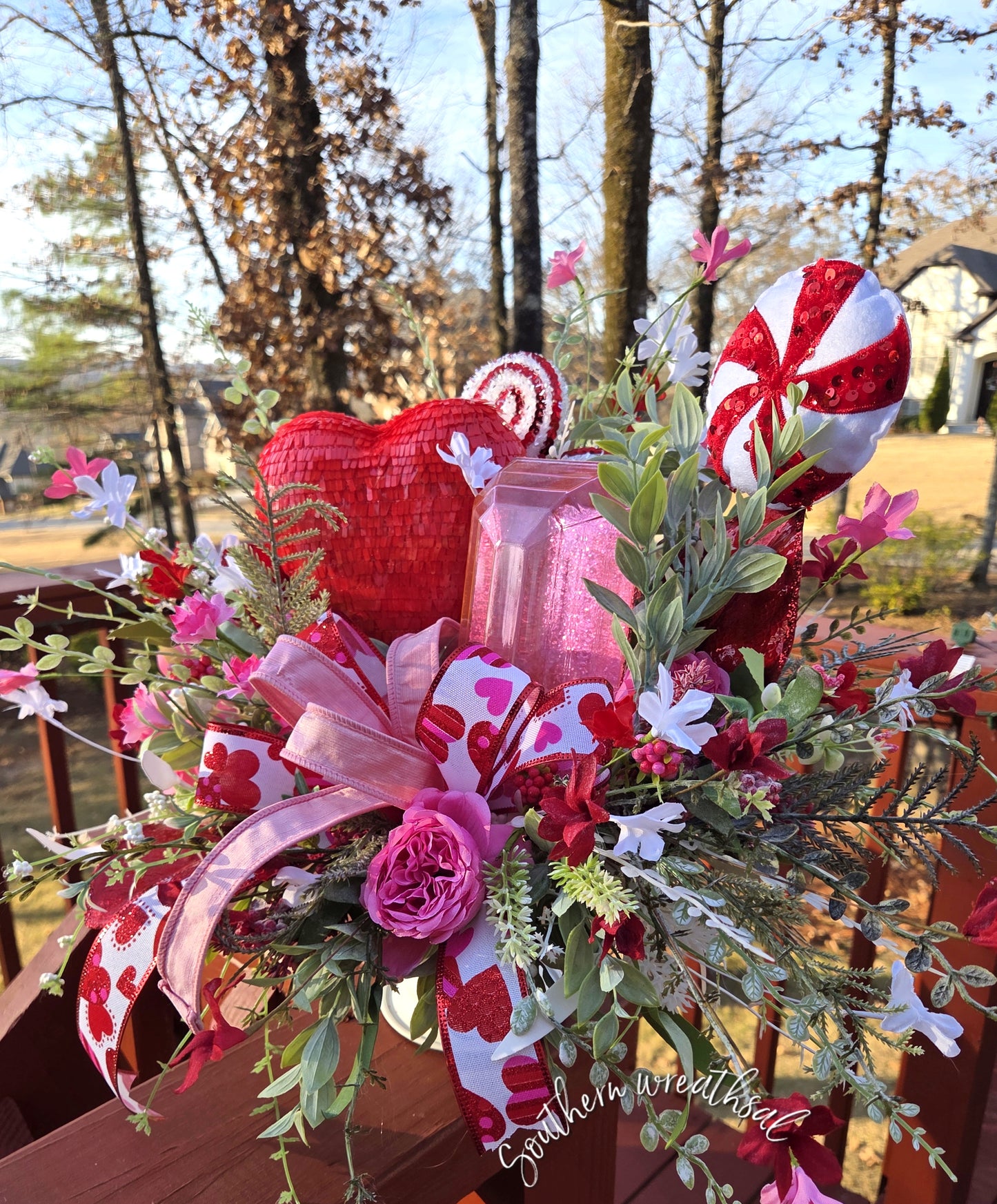 Valentines Day Heart  & Jewel Floral Centerpiece Decoration