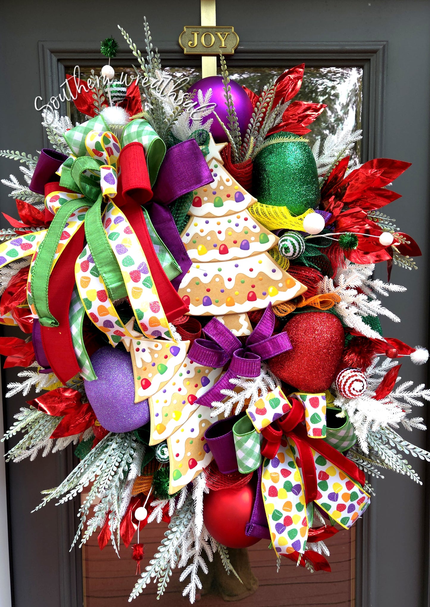 Whimsical Large Christmas Gumdrop Tree Door Wreath