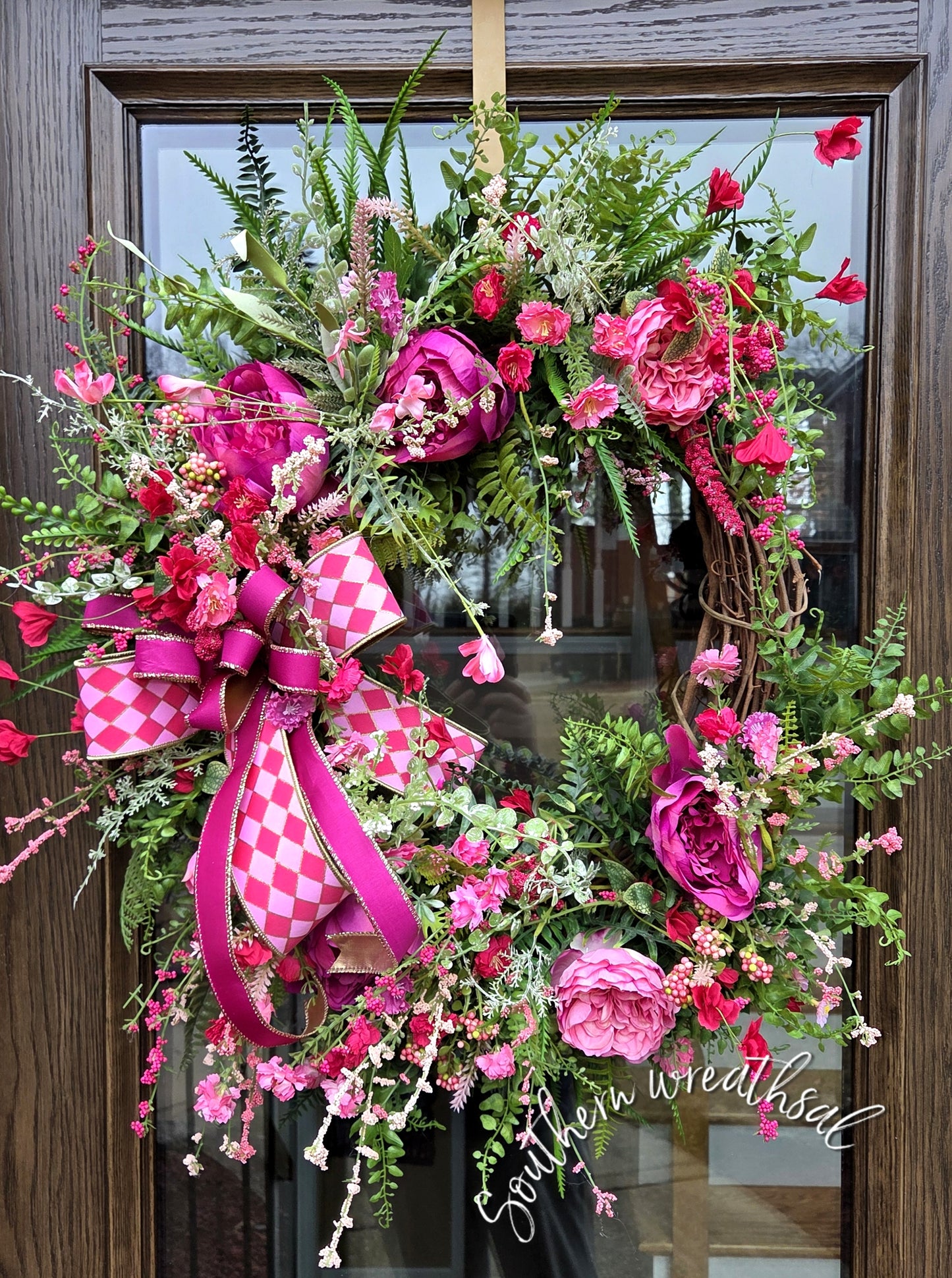 Spring Pink Peony Grapevine Wreath
