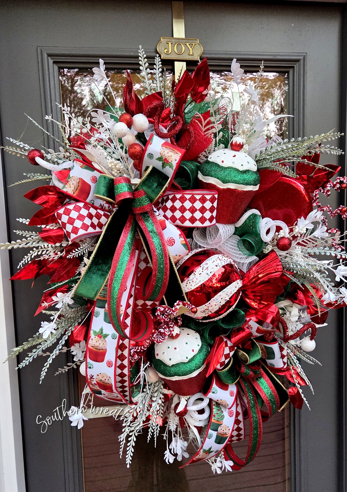 Christmas Cupcake & Candy Whimsical Front Door Wreath