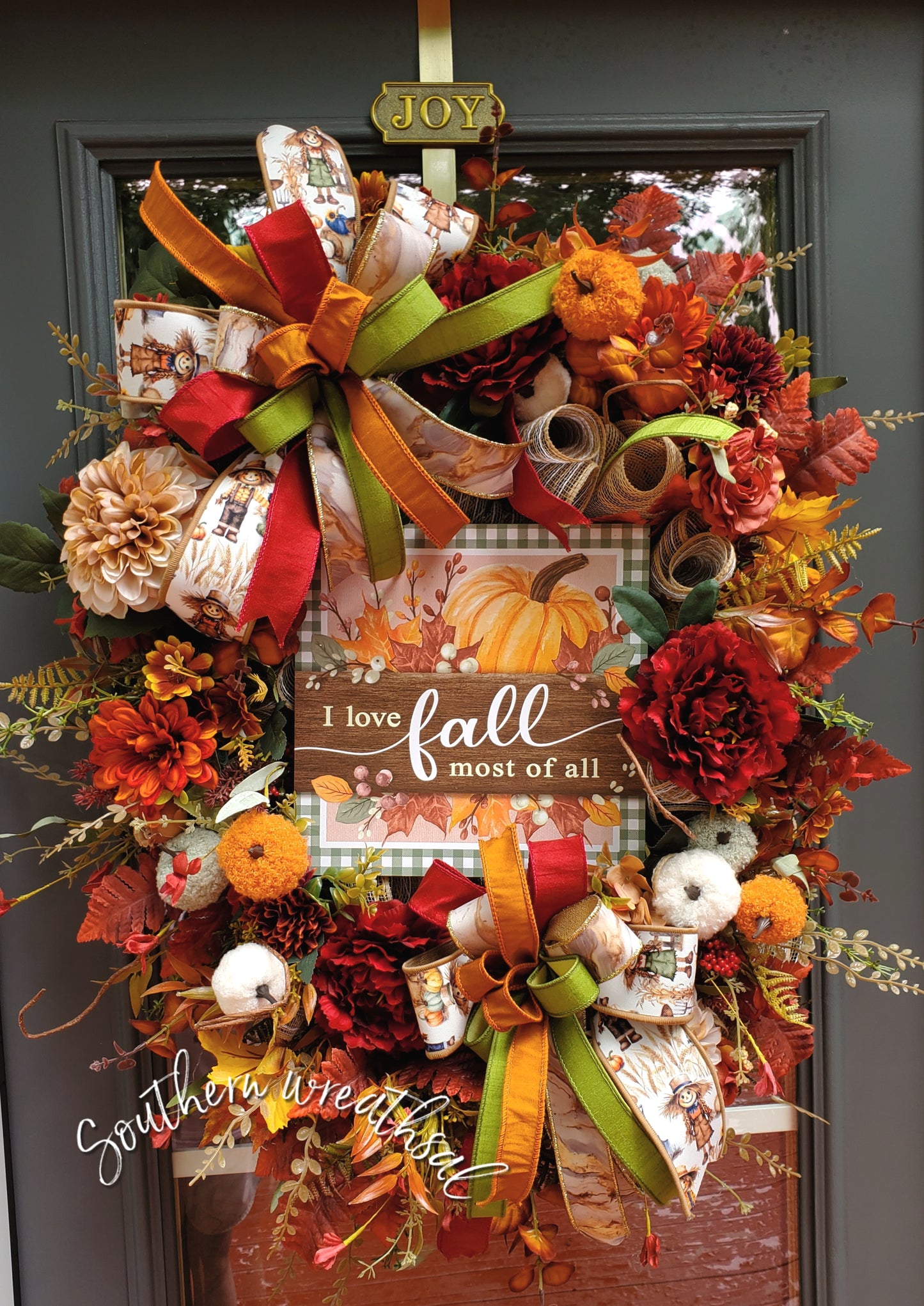 Deluxe Fall Door Swag/ Wreath-Autumn Blooms & Pumpkin Dreams