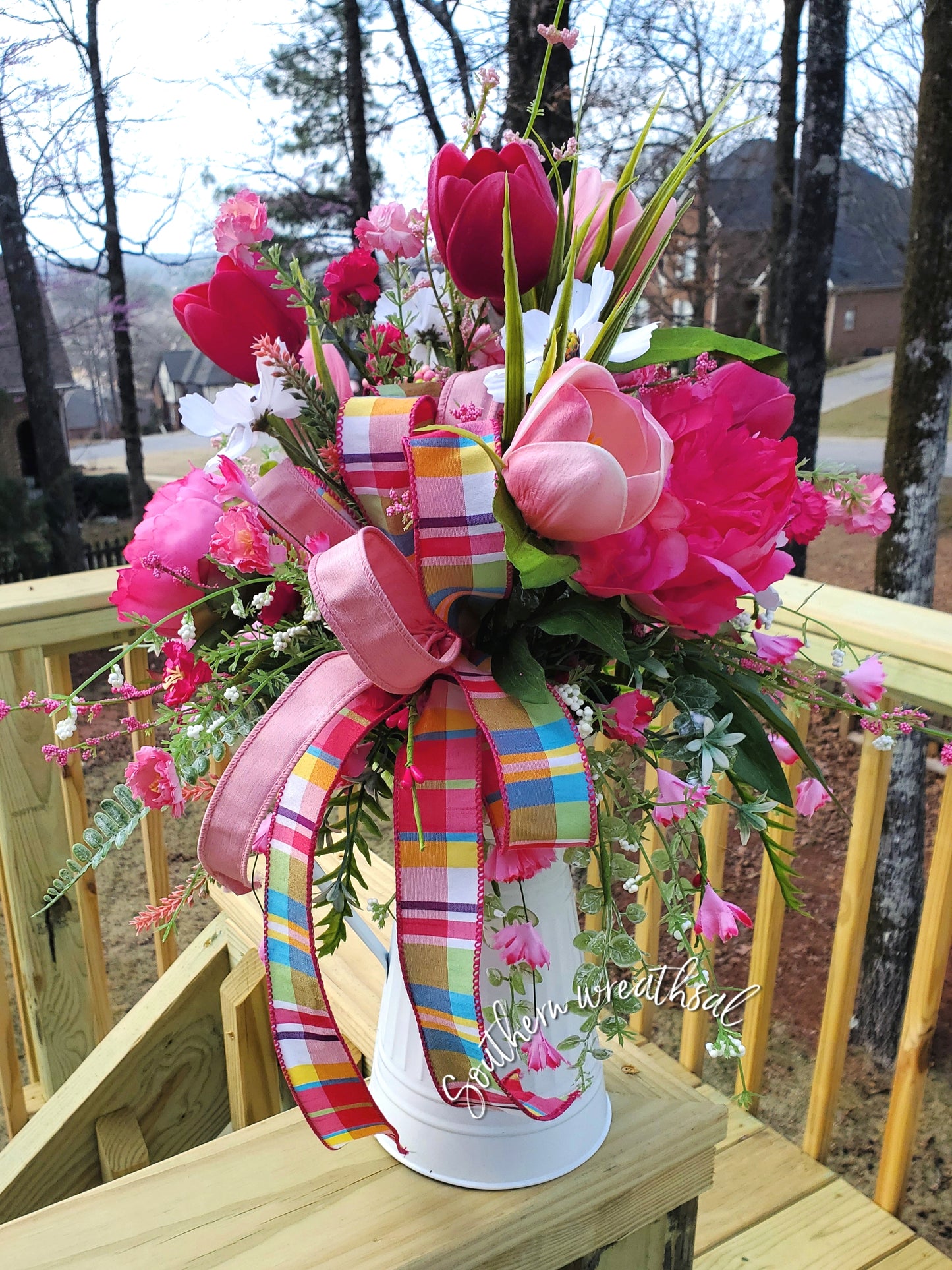 Pink Peony and Tulip Spring / Easter Floral Arrangement