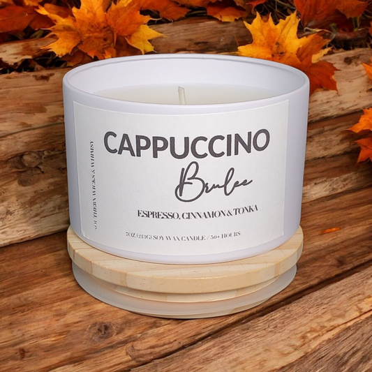 Fall Cappuccino Brulee Luxury Candle - 8oz Highly Scented Coffee
