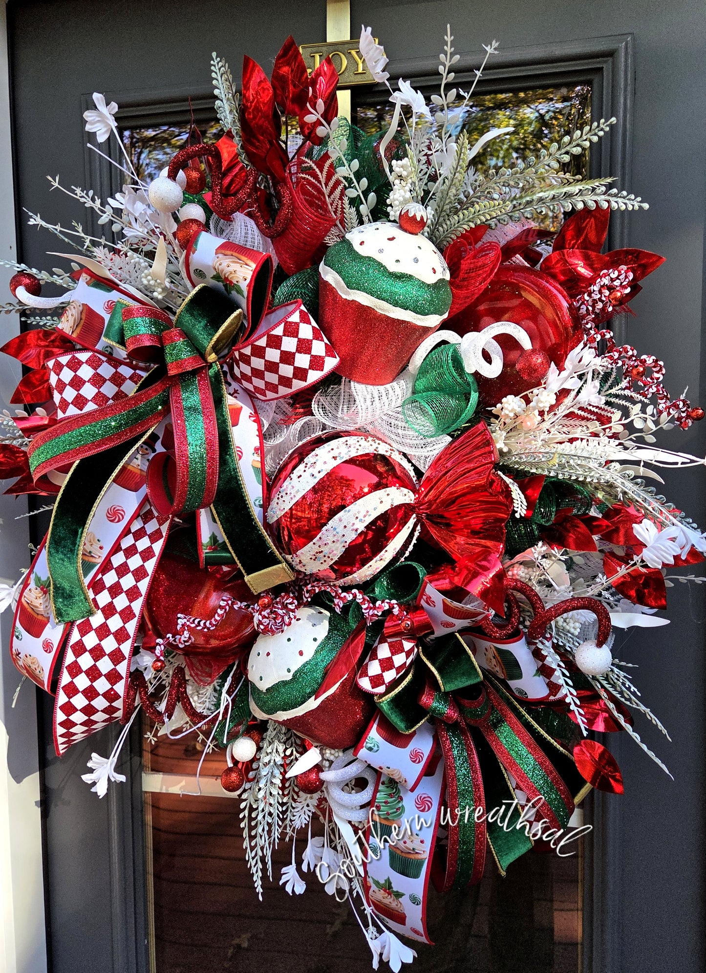 Christmas Cupcake & Candy Whimsical Front Door Wreath