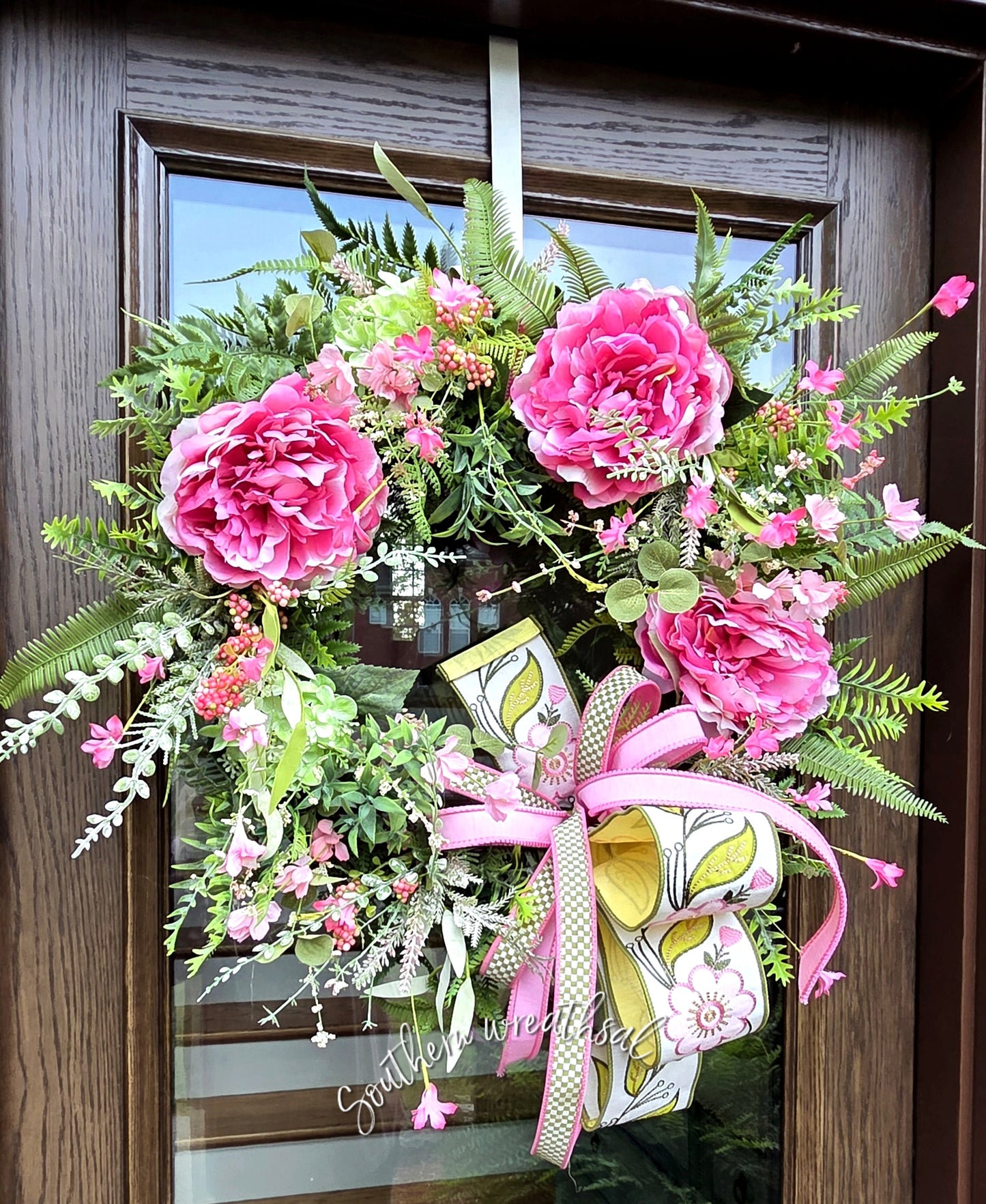 Mothers's Day Pink Peony Grapevine Wreath