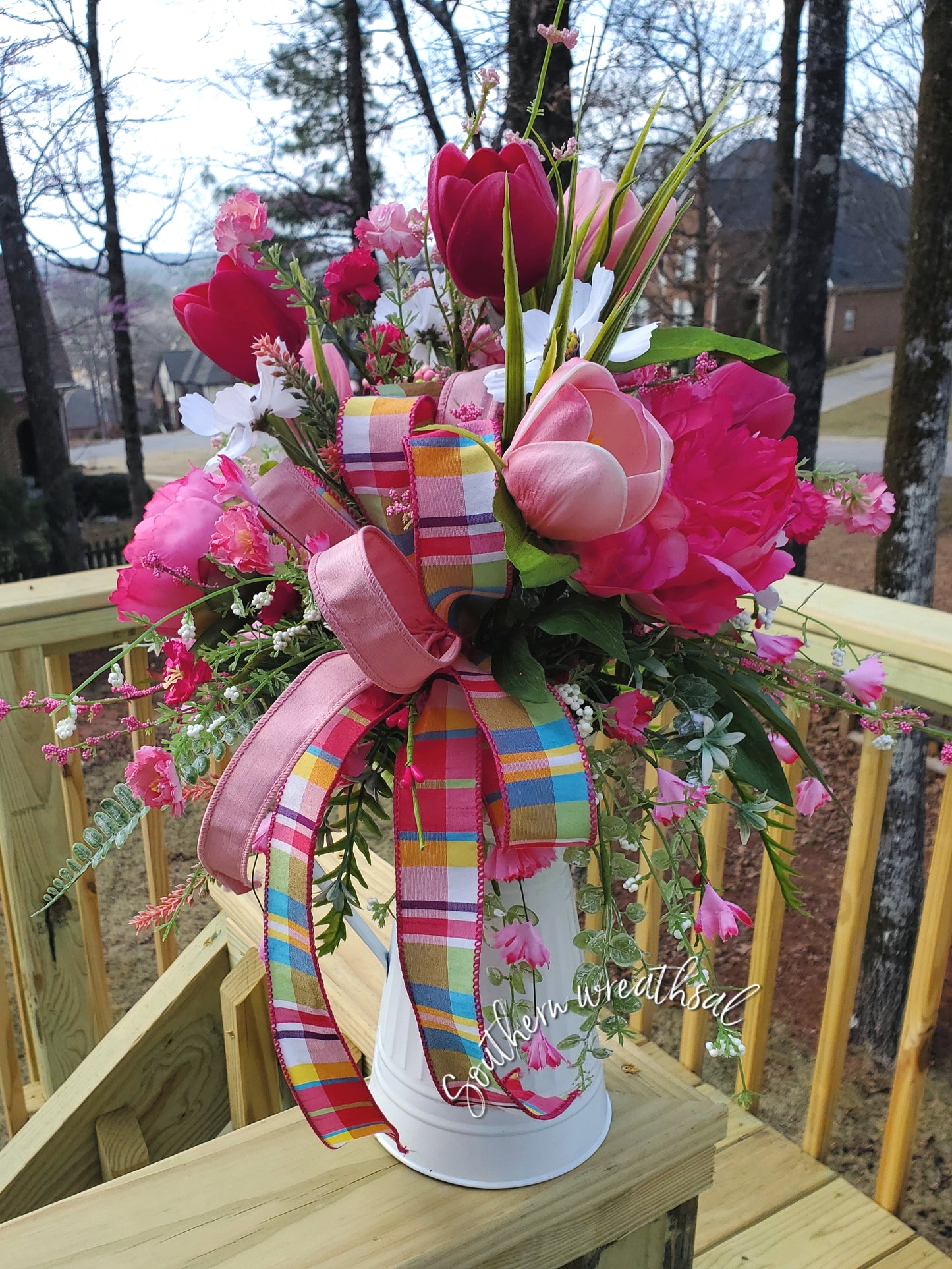 Pink Peony and Tulip Spring / Easter Floral Arrangement