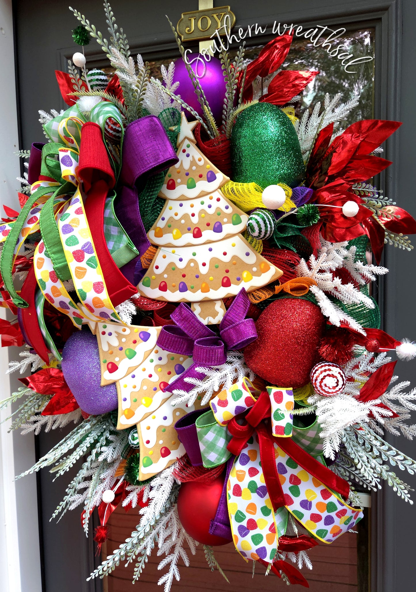 Whimsical Large Christmas Gumdrop Tree Door Wreath