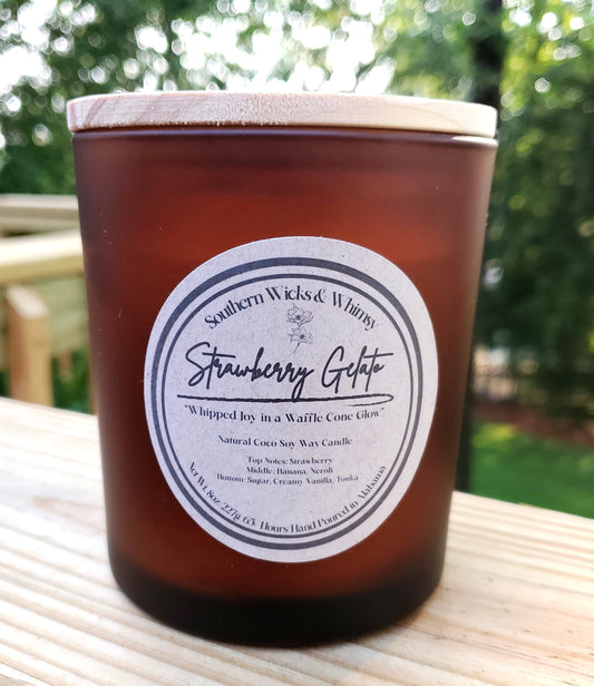 Strawberry Gelato Candle- Decadent & Devine 10oz Soy Candle