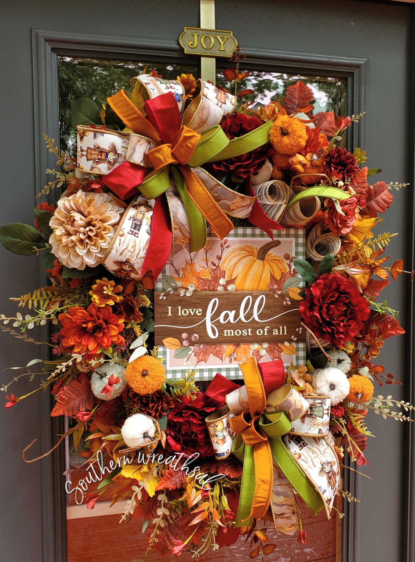 Deluxe Fall Door Swag/ Wreath-Autumn Blooms & Pumpkin Dreams