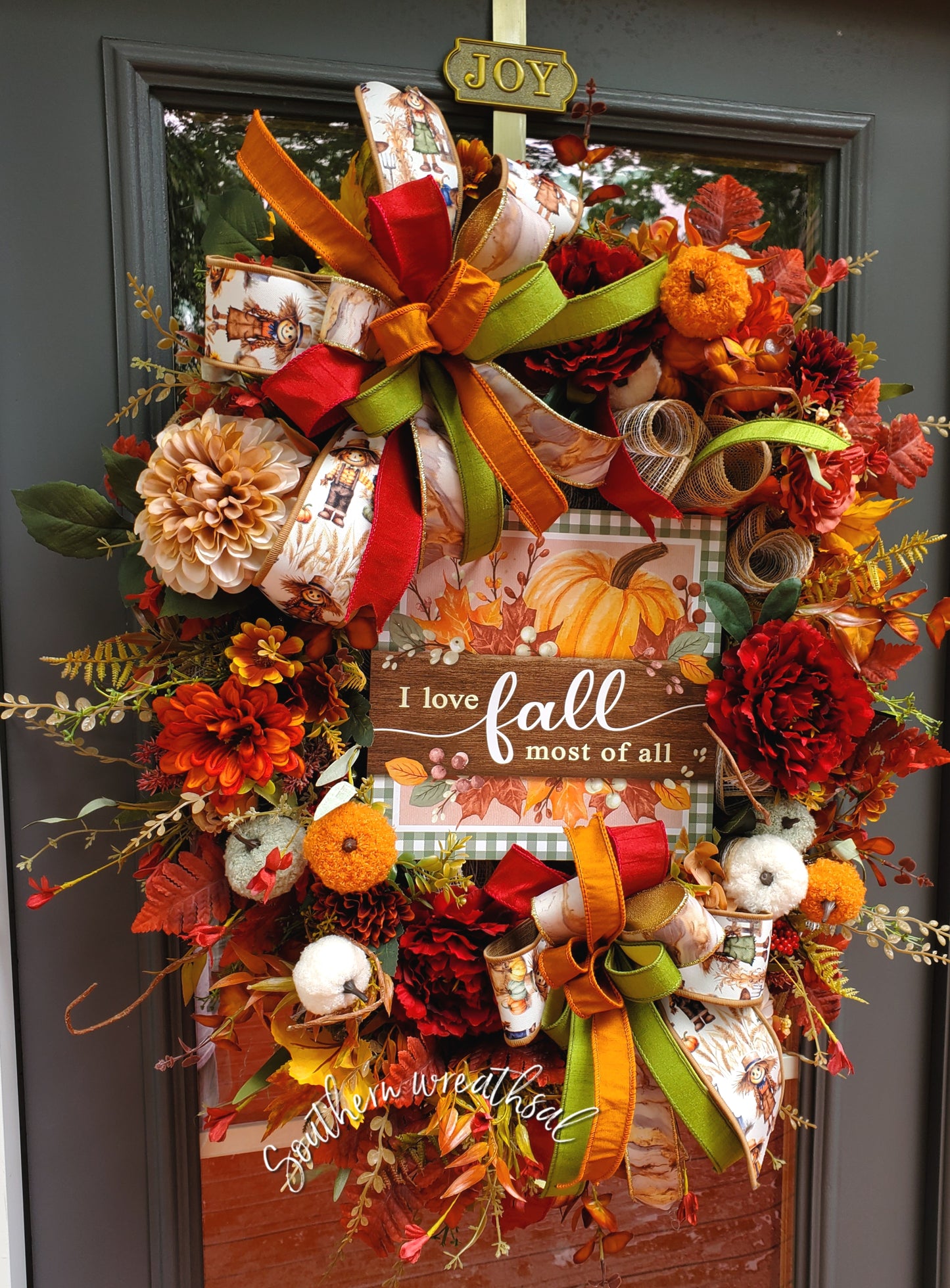Deluxe Fall Door Swag/ Wreath-Autumn Blooms & Pumpkin Dreams