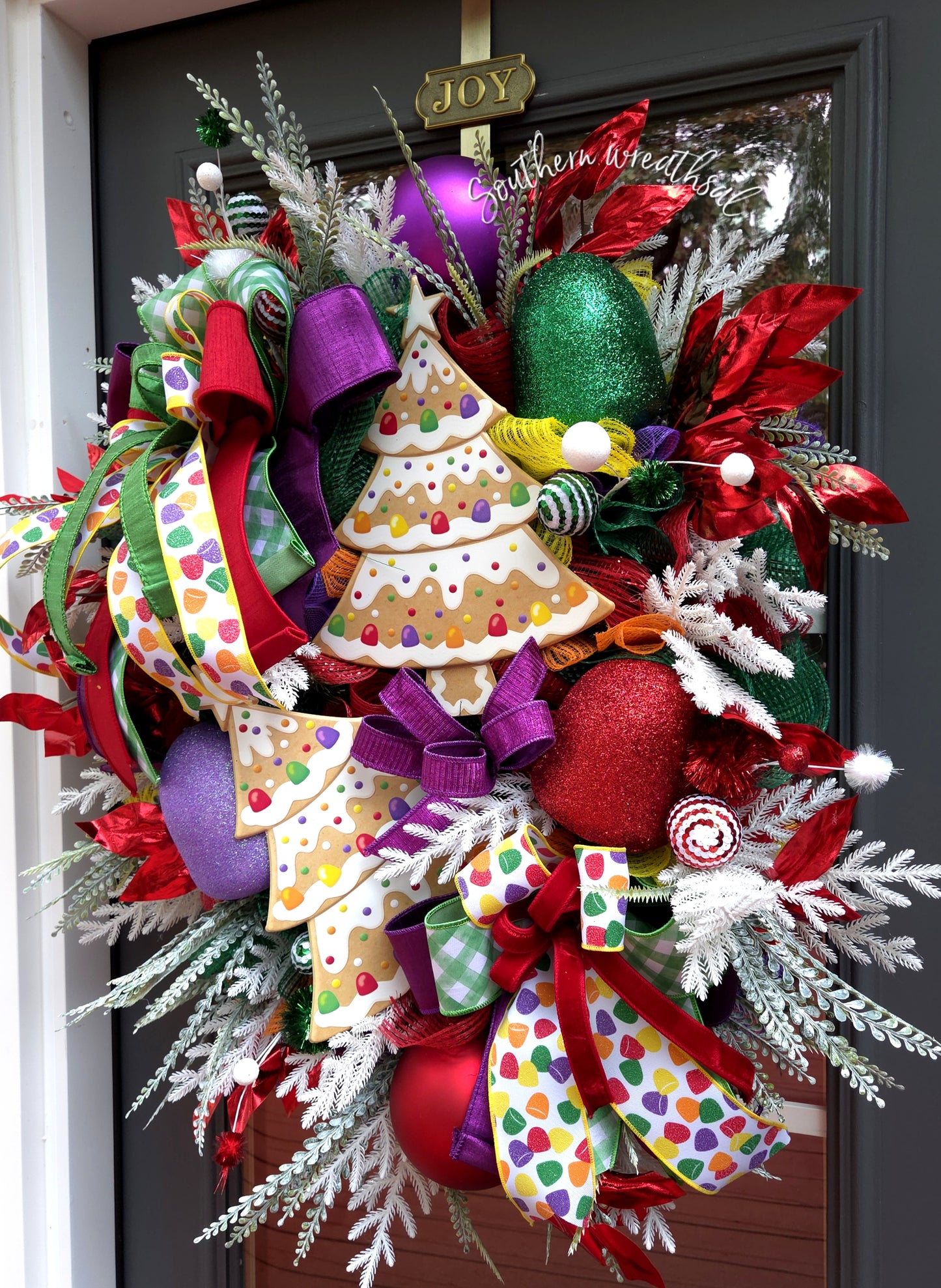 Whimsical Large Christmas Gumdrop Tree Door Wreath