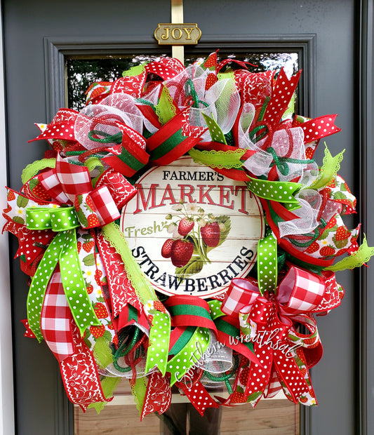 Summer Deluxe Strawberry Front Door Wreath