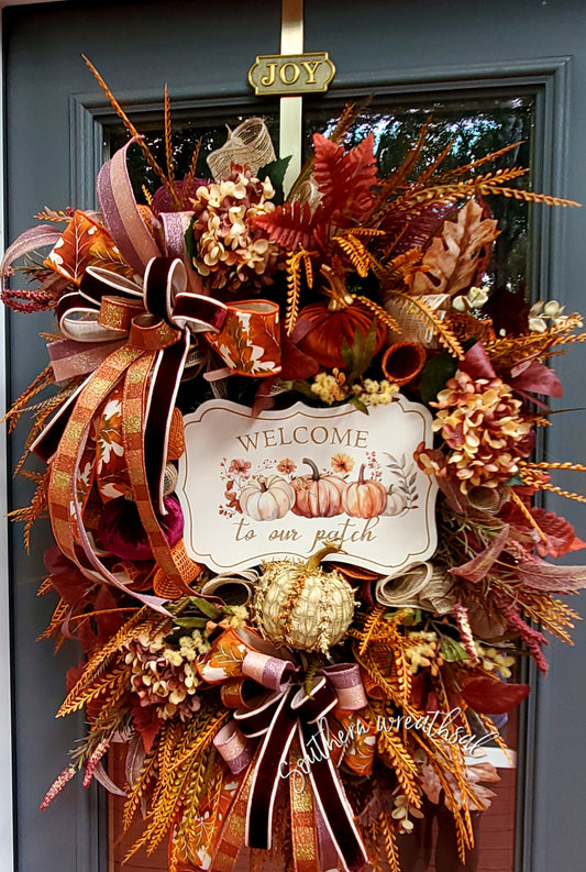 Fall Pumpkin Patch Deluxe & Elegant  Front Door Wreath | XL Autumn Wreath