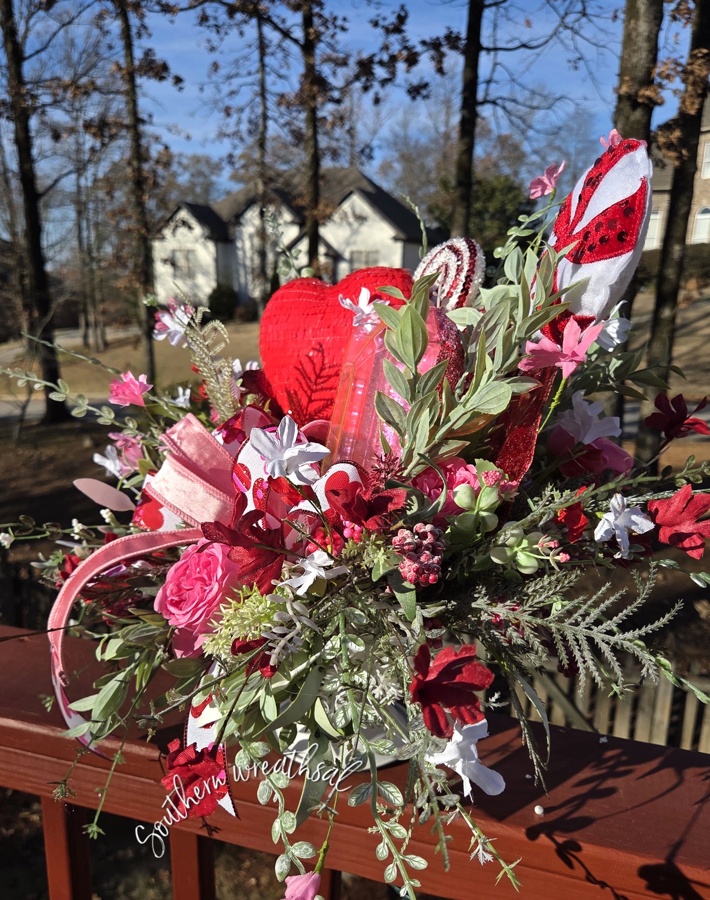 Valentines Day Heart  & Jewel Floral Centerpiece Decoration