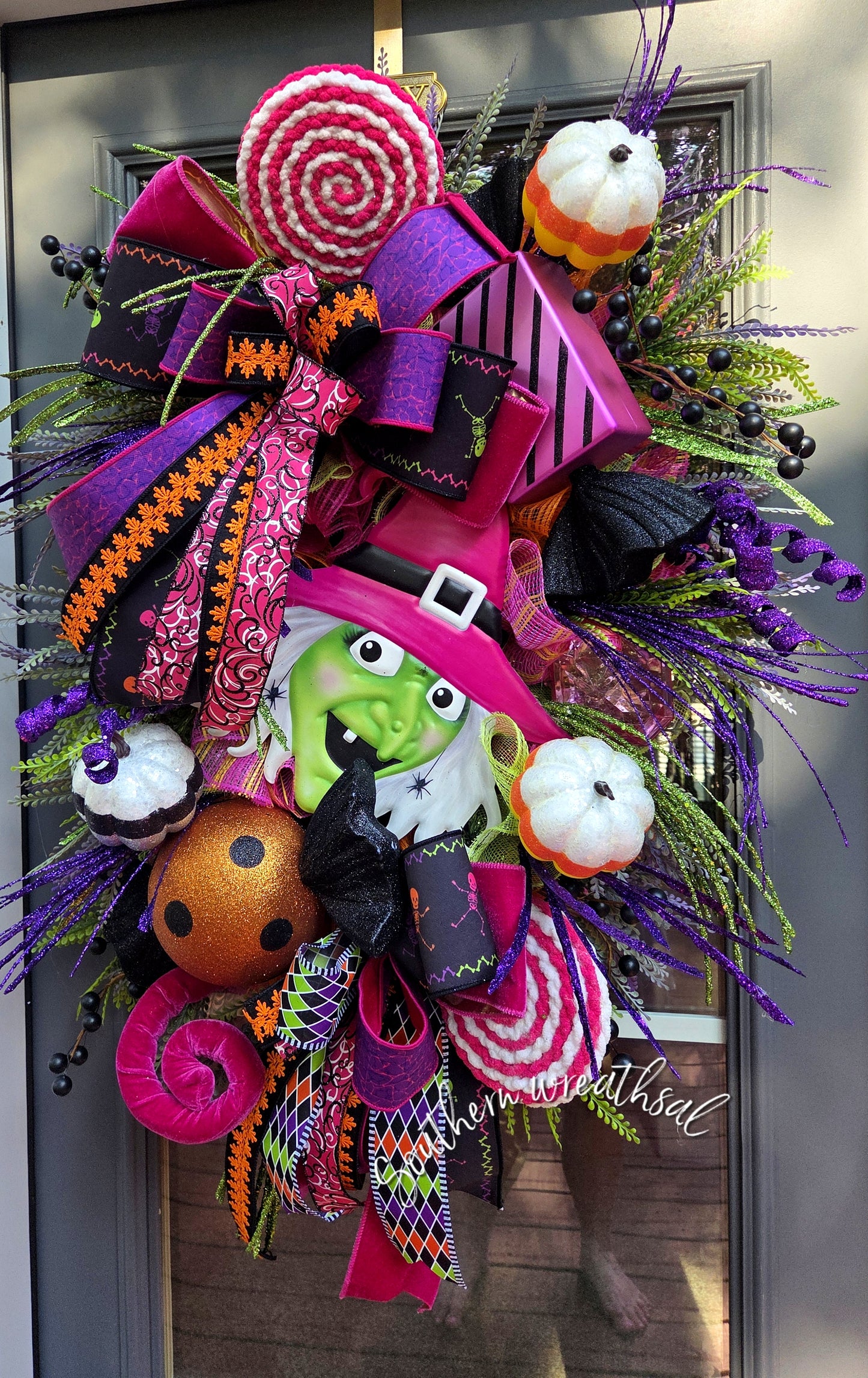 Whimsical Witch Halloween Door Wreath
