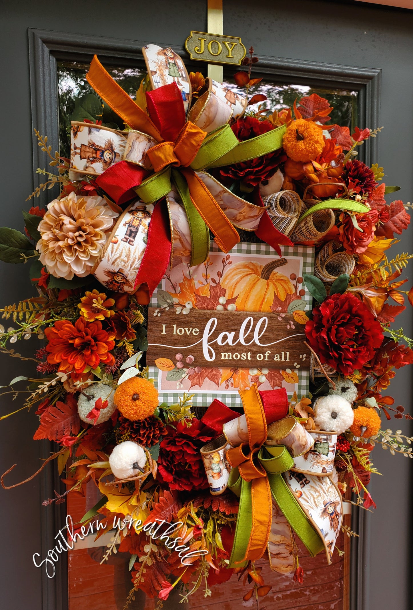 Deluxe Fall Door Swag/ Wreath-Autumn Blooms & Pumpkin Dreams