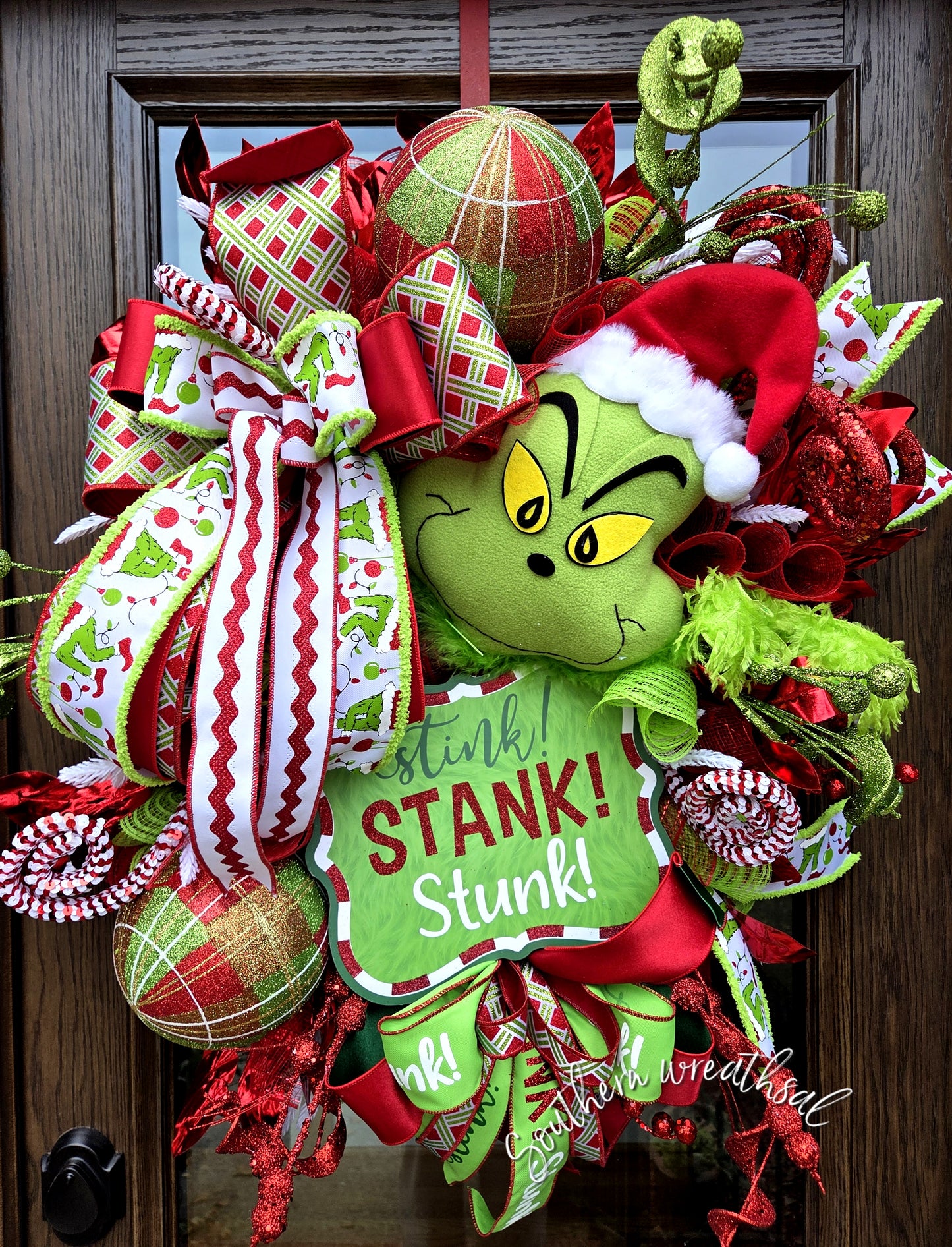 Deluxe Green Monster Christmas Door Wreath