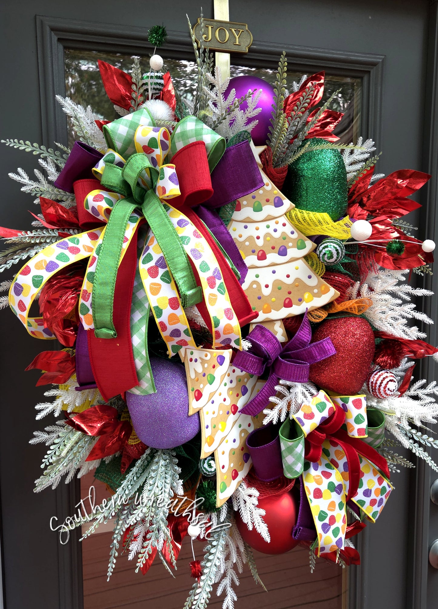 Whimsical Large Christmas Gumdrop Tree Door Wreath