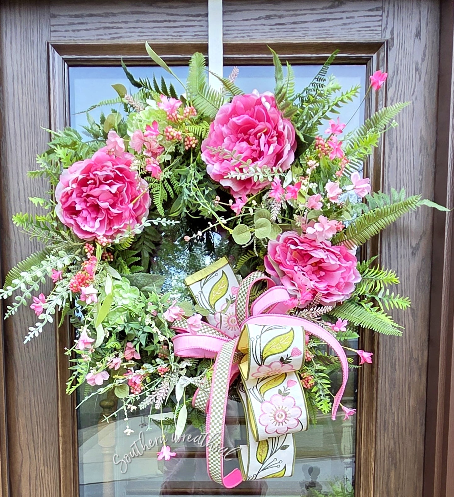 Mothers's Day Pink Peony Grapevine Wreath