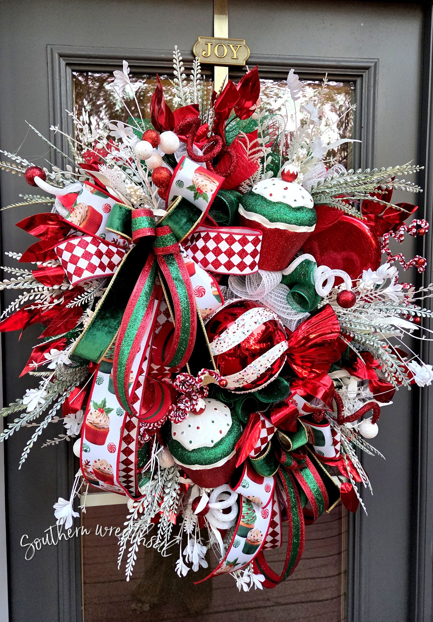 Christmas Cupcake & Candy Whimsical Front Door Wreath