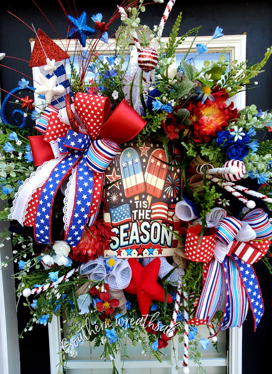 Patriotic Popsicle July 4th Deluxe Wreath