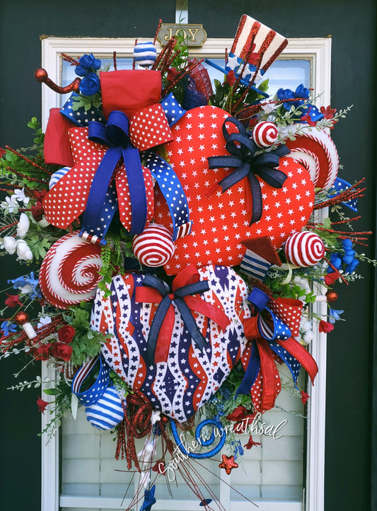 July 4th Patriotic Door Wreath- Patriotic Heart