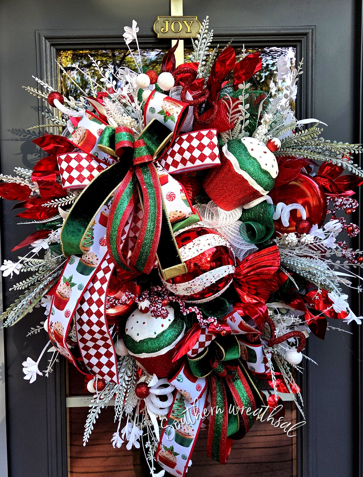 Christmas Cupcake & Candy Whimsical Front Door Wreath