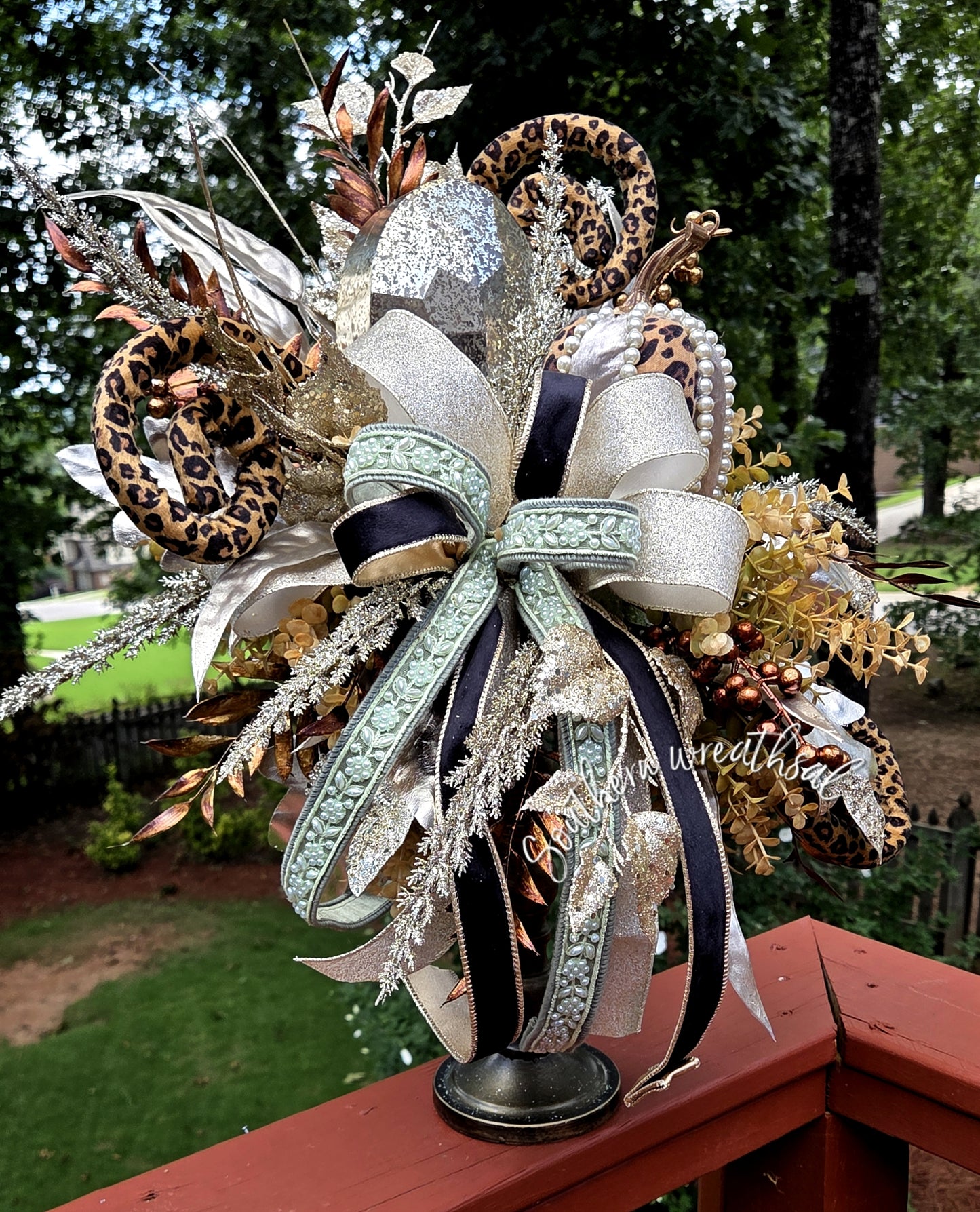Elegant  Cheetah & Jewel Fall Pumpkin Arrangement