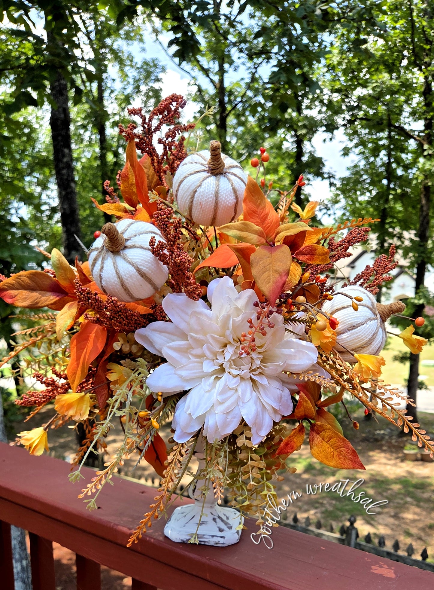 Elegant Fall Dahlia Centerpiece,Luxury Thanksgiving Table Decor