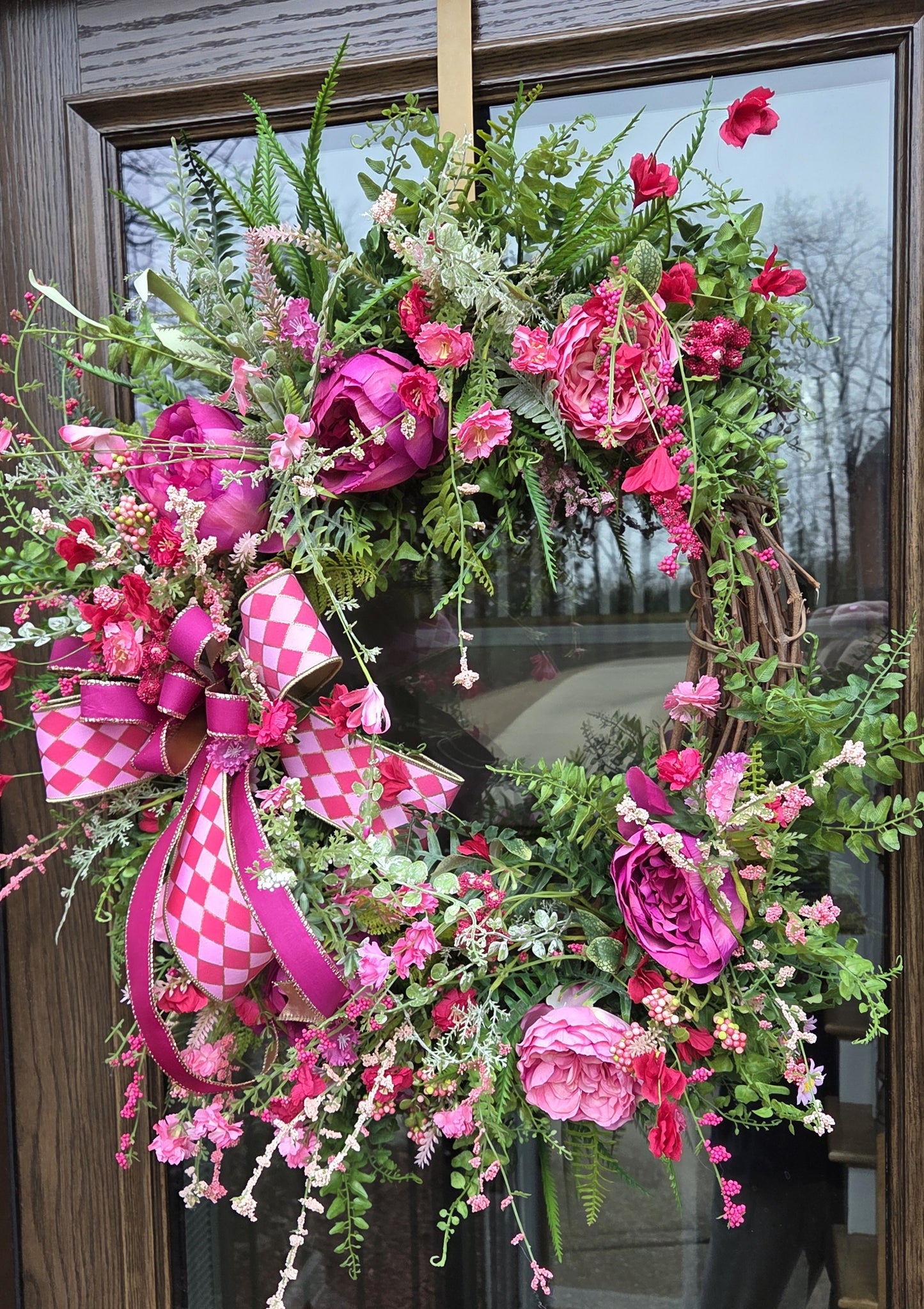 Spring Pink Peony Grapevine Wreath