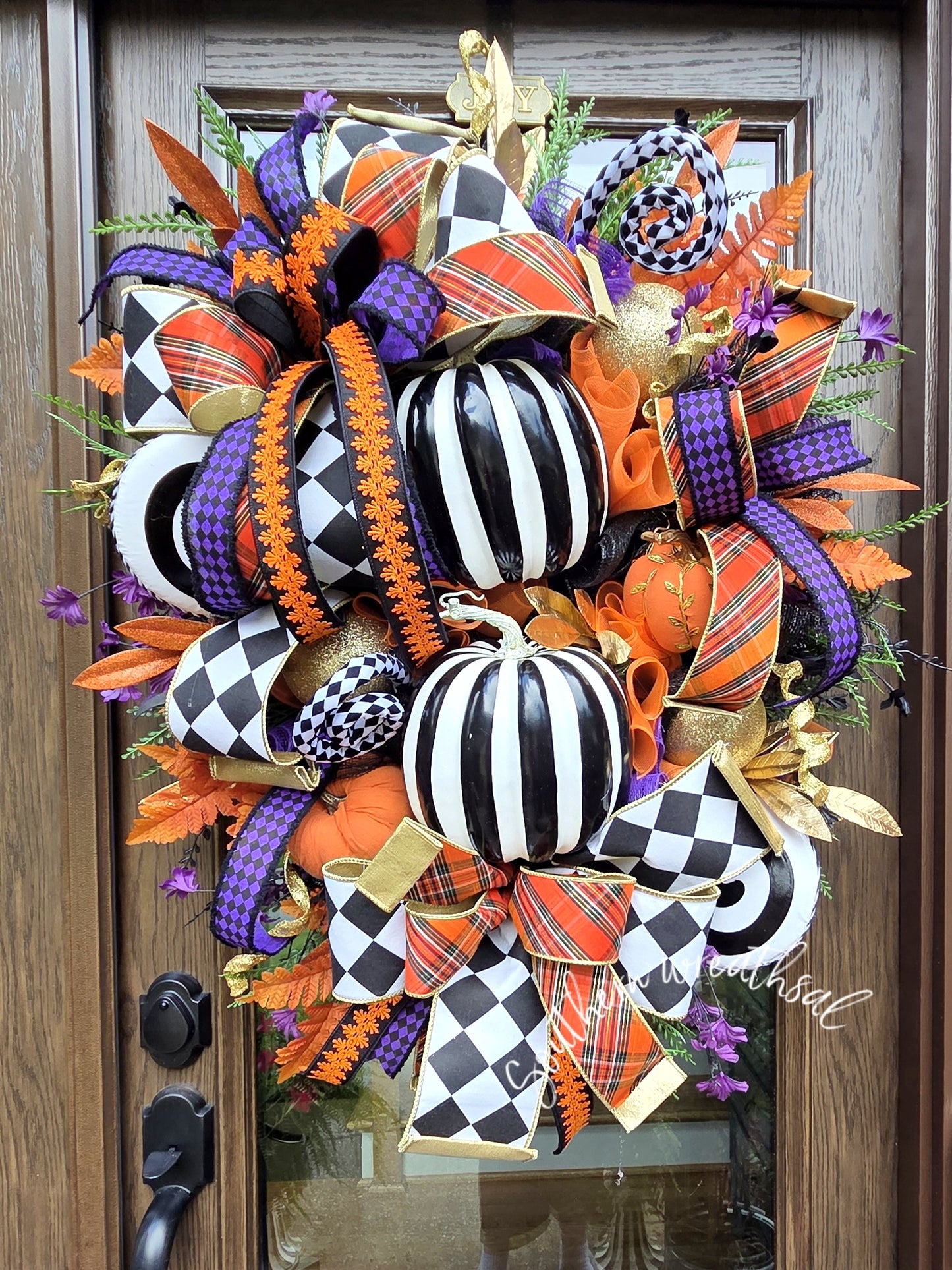 Deluxe Glam Halloween Pumpkin Wreath