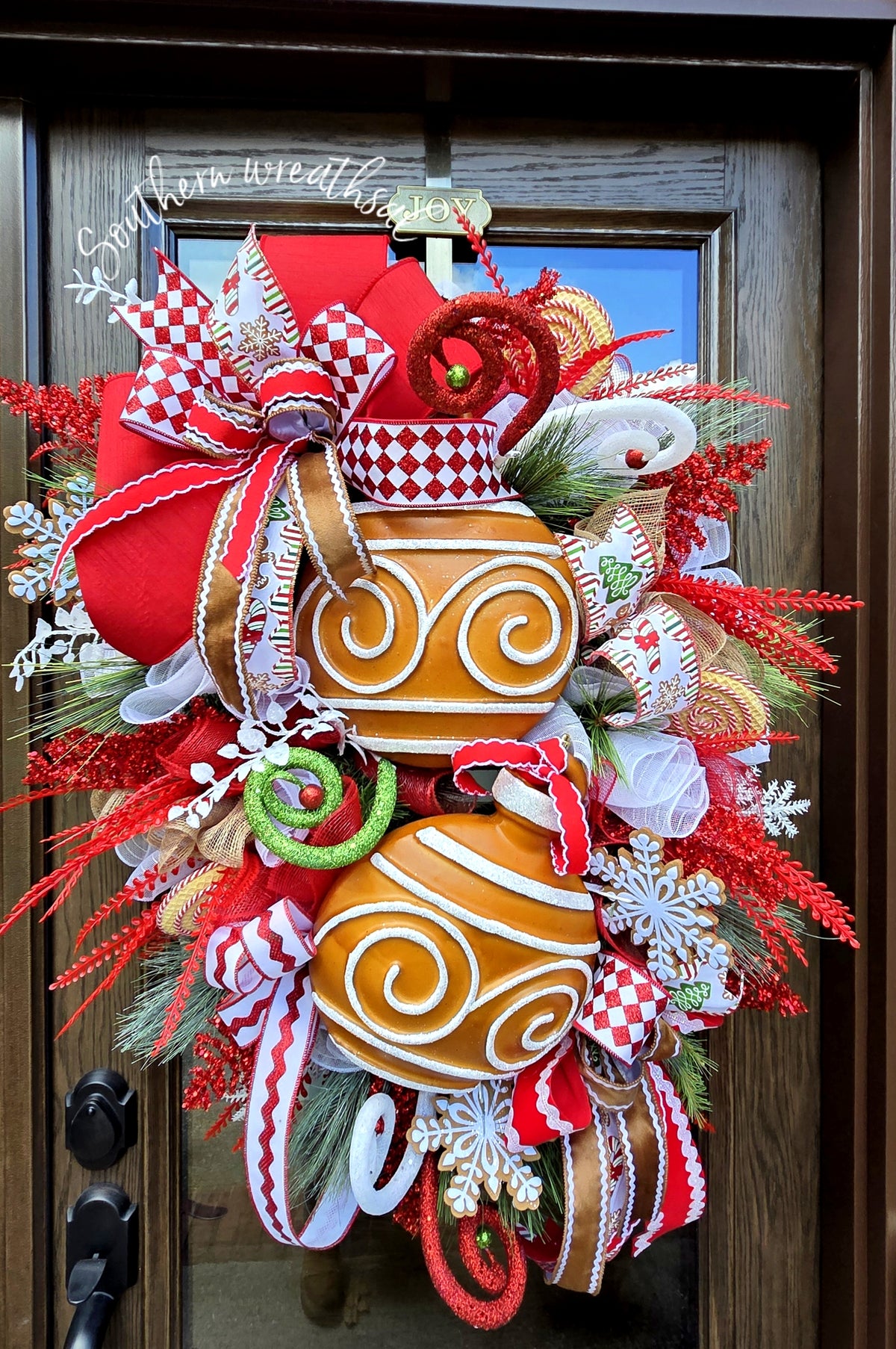 Large Whimsical Gingerbread Ornament Christmas Door Wreath