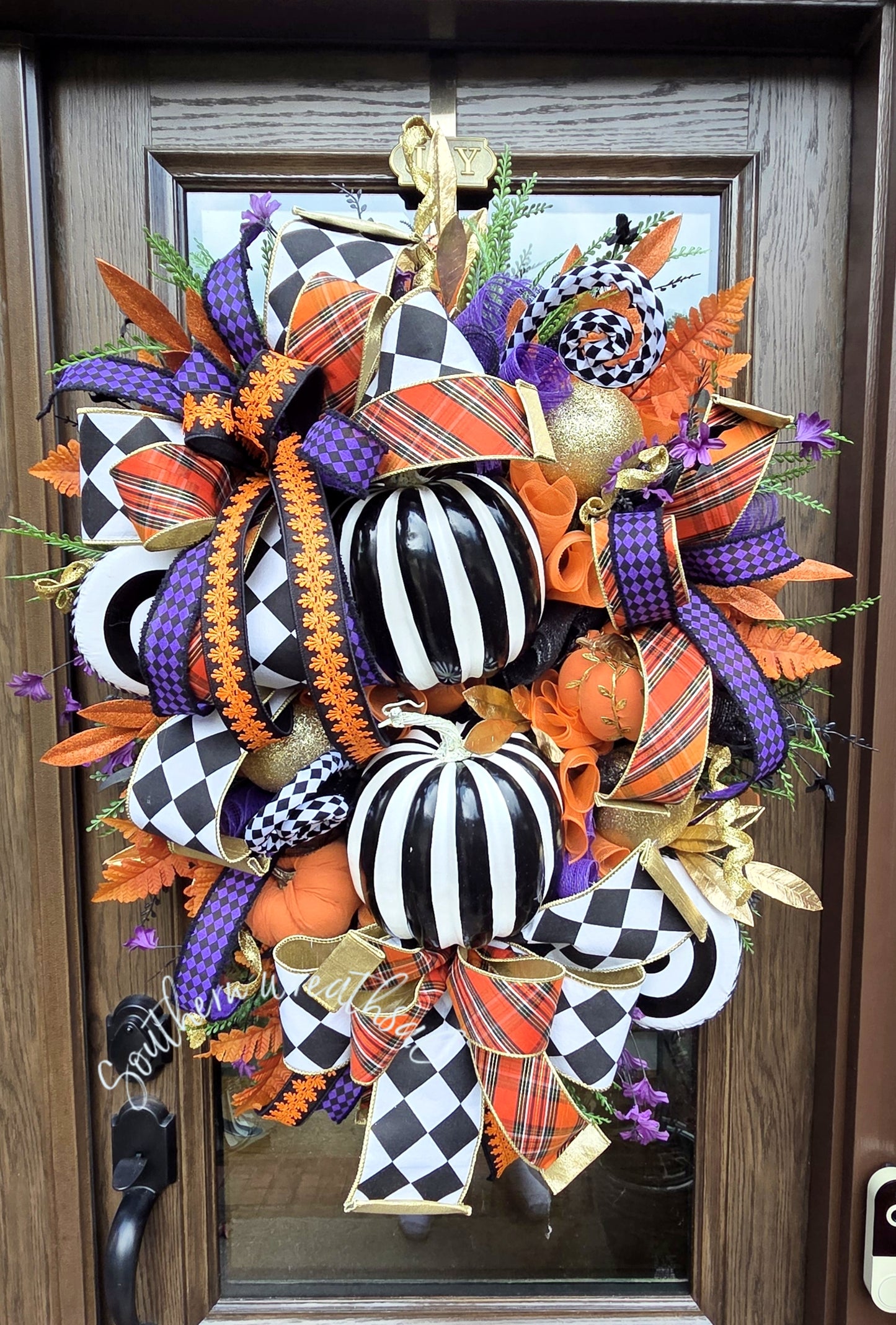 Deluxe Glam Halloween Pumpkin Wreath
