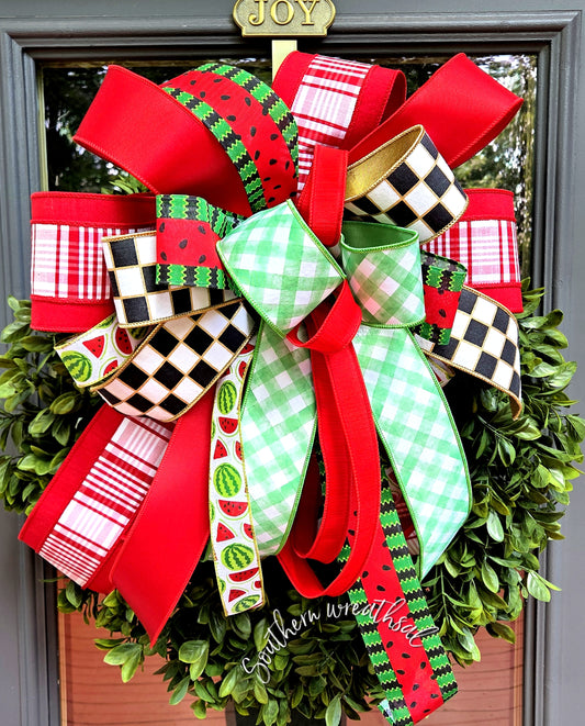 Designer Summer Watermelon Bow- XL